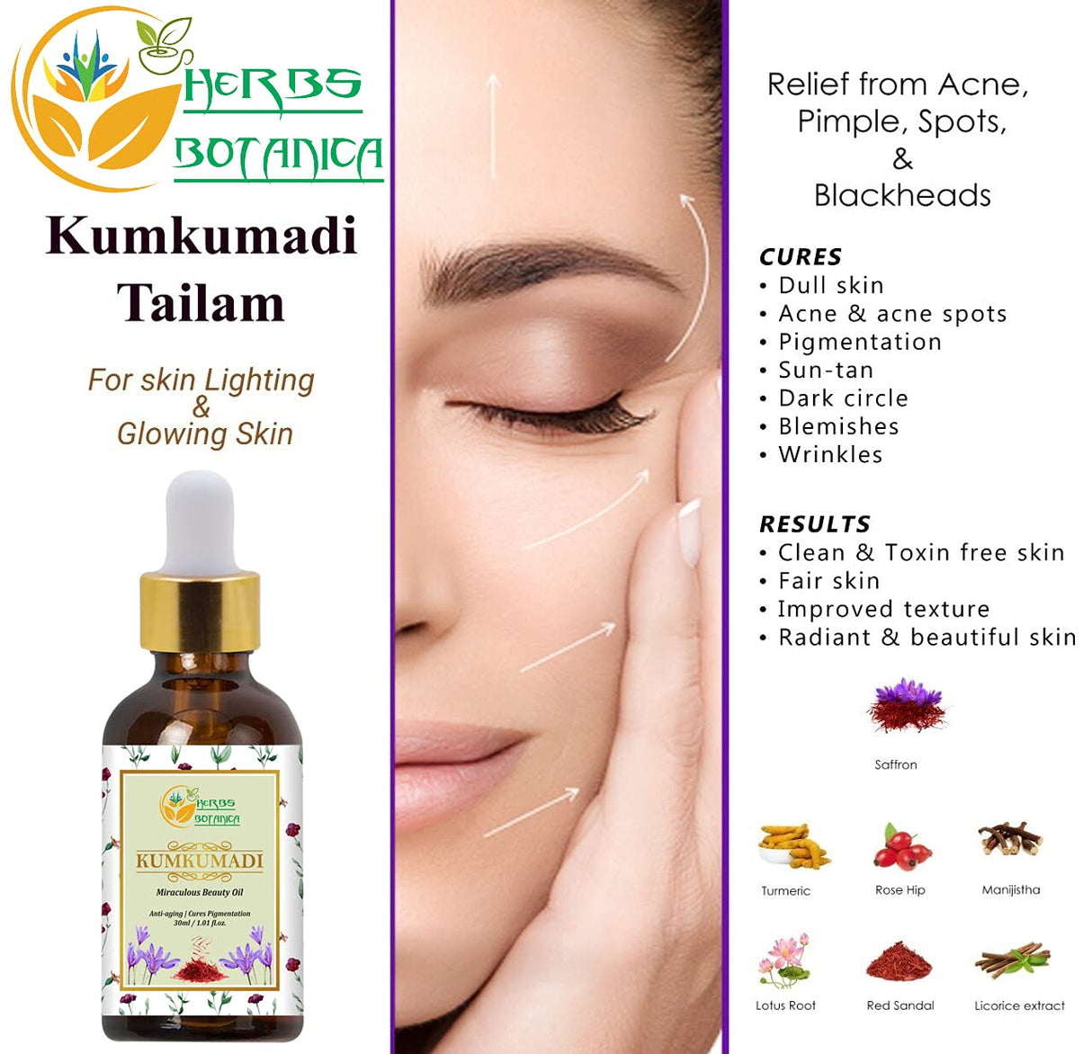 Aceite Facial Ayurveda Kumkumadi con Azafrán y 26 Hierbas