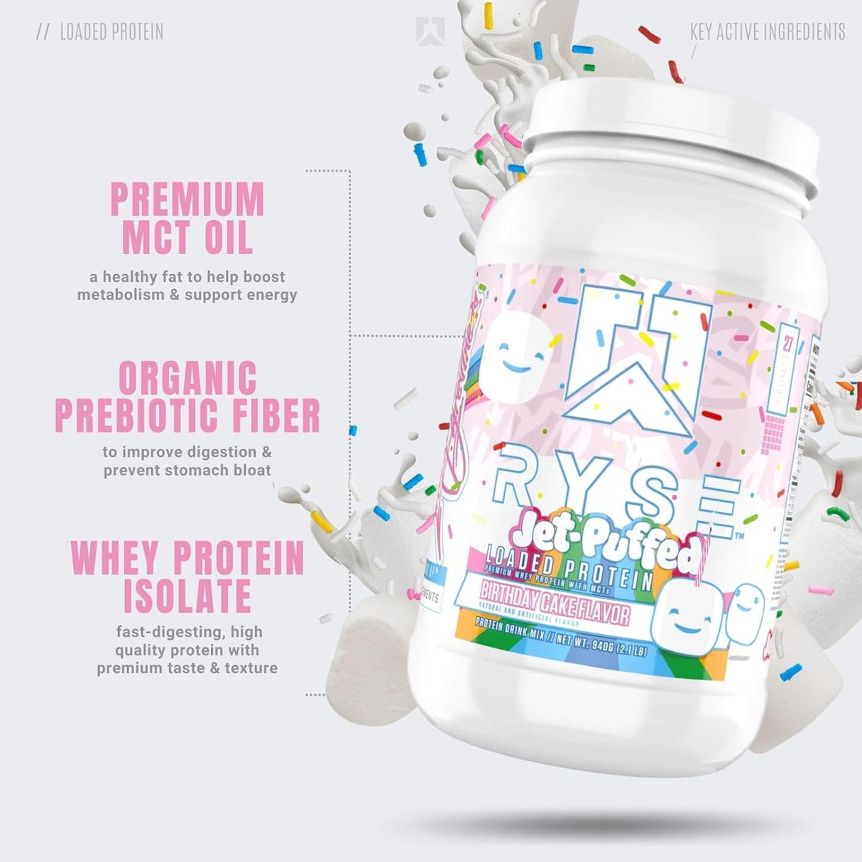 Proteína en Polvo Ryse | 25g Whey, Bajo en Azúcar, Birthday Cake
