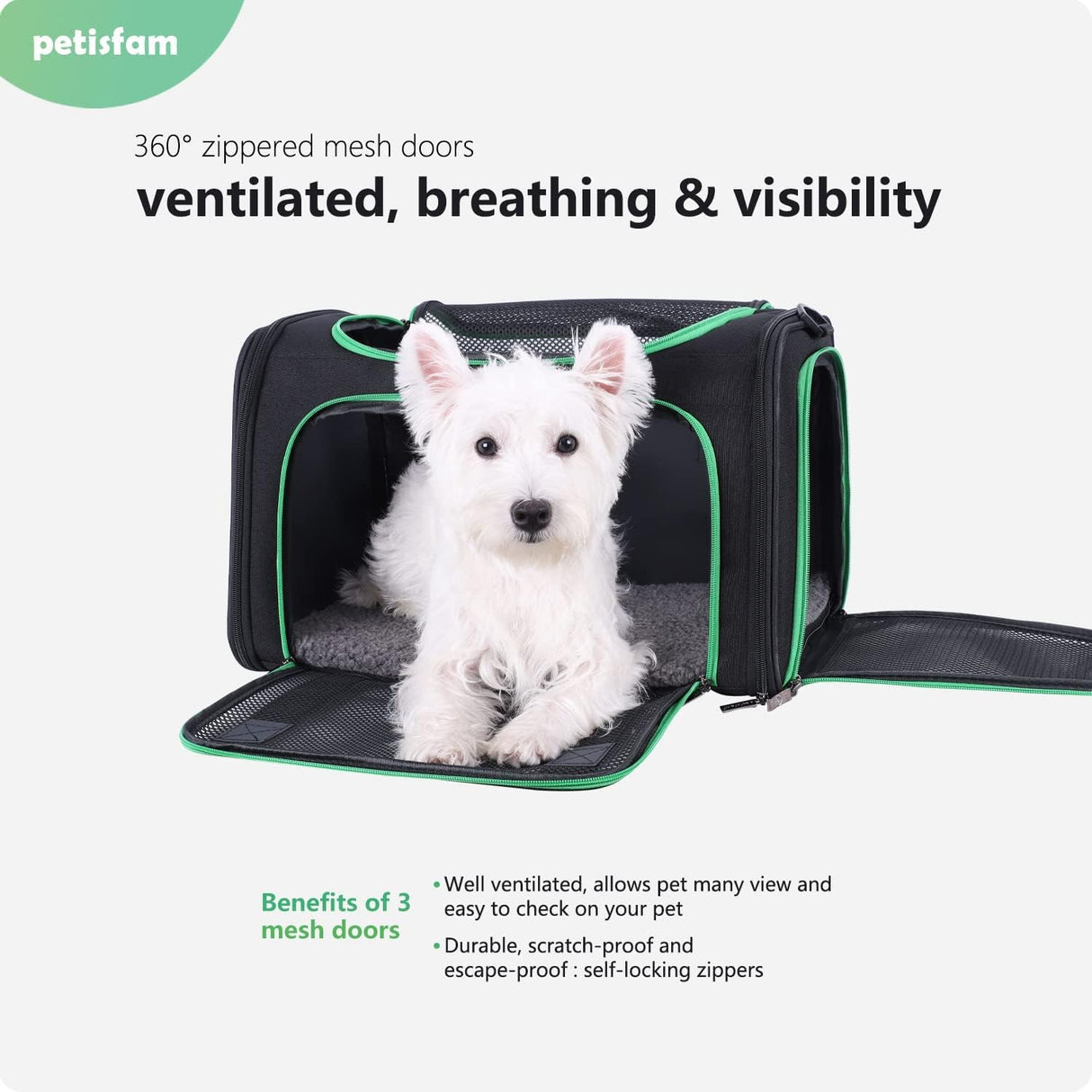 Transportador fácil para gatos medianos y perros pequeños - Aprobado para aerolíneas, carga superior, colapsable