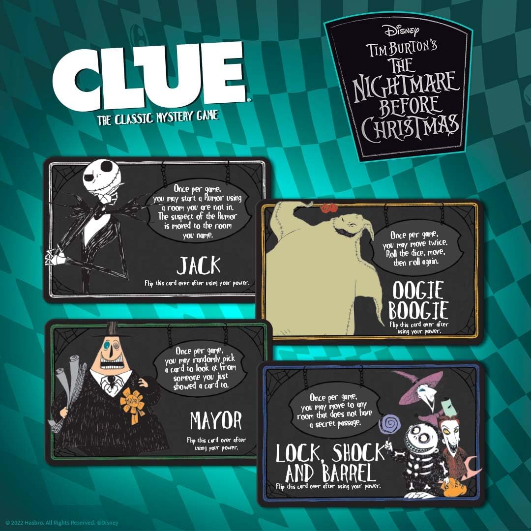 Juego de Clue: Disney El extraño mundo de Jack, personajes icónicos