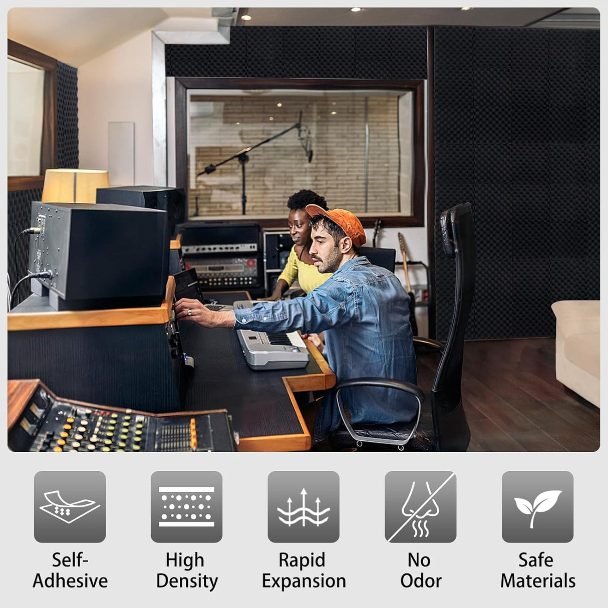 Paneles Acústicos 24 Pck, Espuma Absorbente, 12x12x1.2