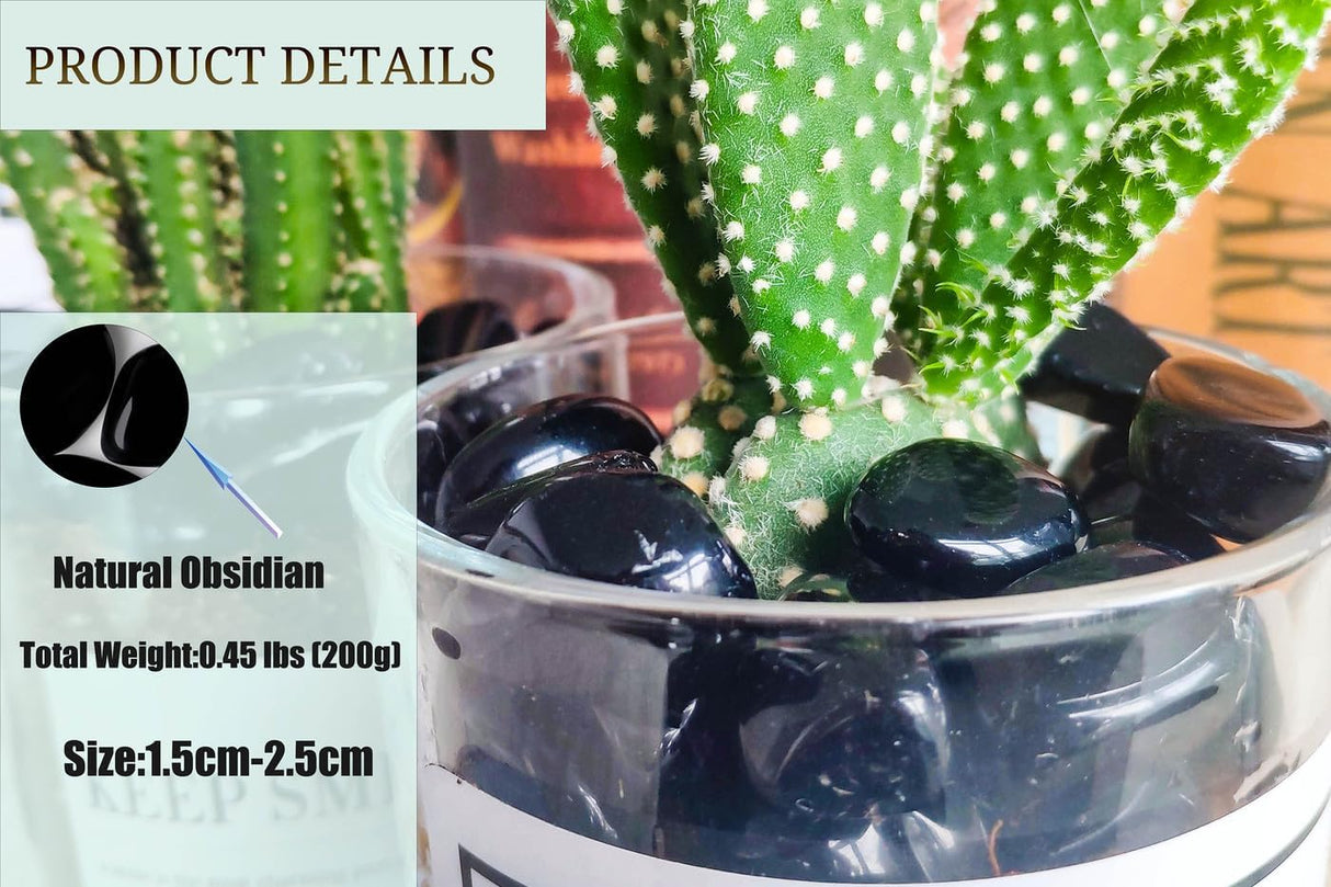 Juego de Piedras de Obsidiana Negra Pulidas y Tumbled 0.45 lbs