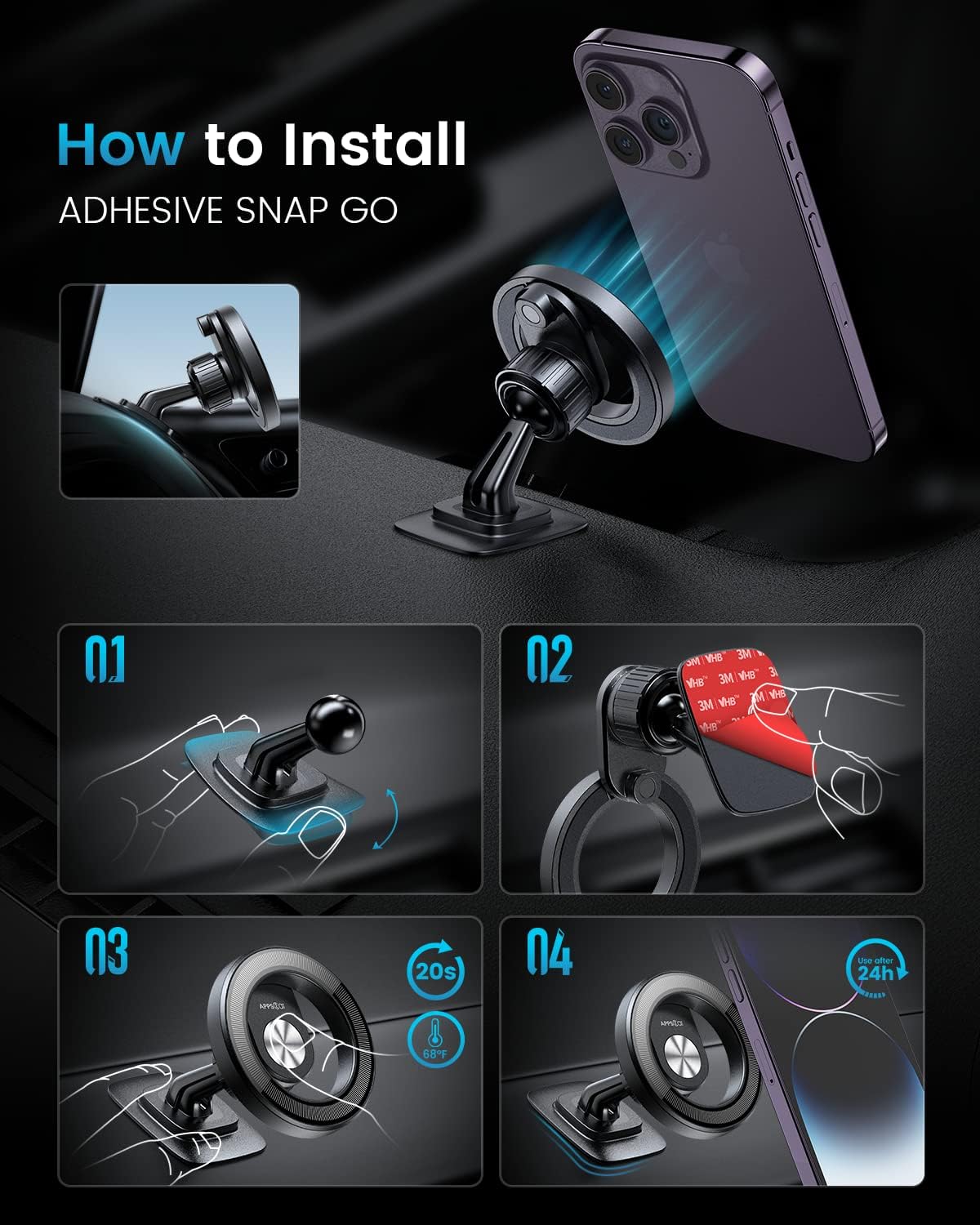 Paquete de 2 soportes magnéticos para teléfono