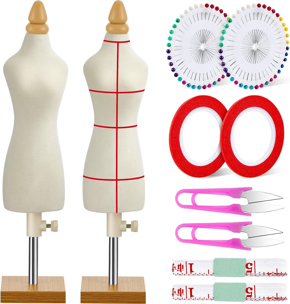 10 Pzs Maniquí Miniatura para Costura 1/4 Tamaño