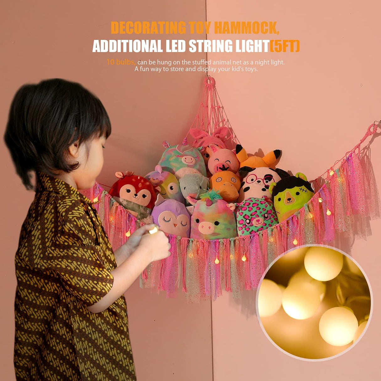 Hamaca de Peluches VISATOR, Macramé Ecológico, 55x42x42