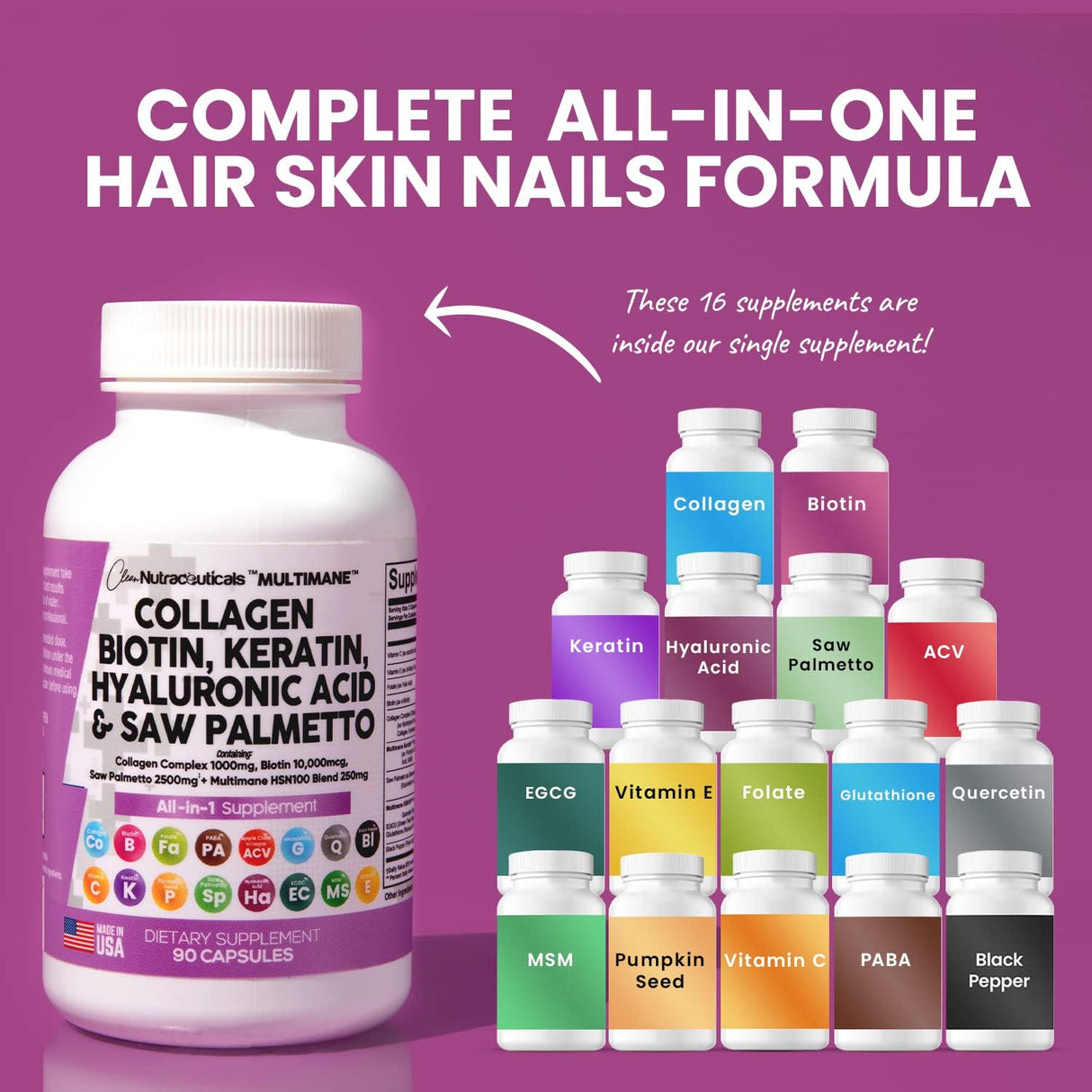 Pastillas de colágeno de 1000 mg de biotina