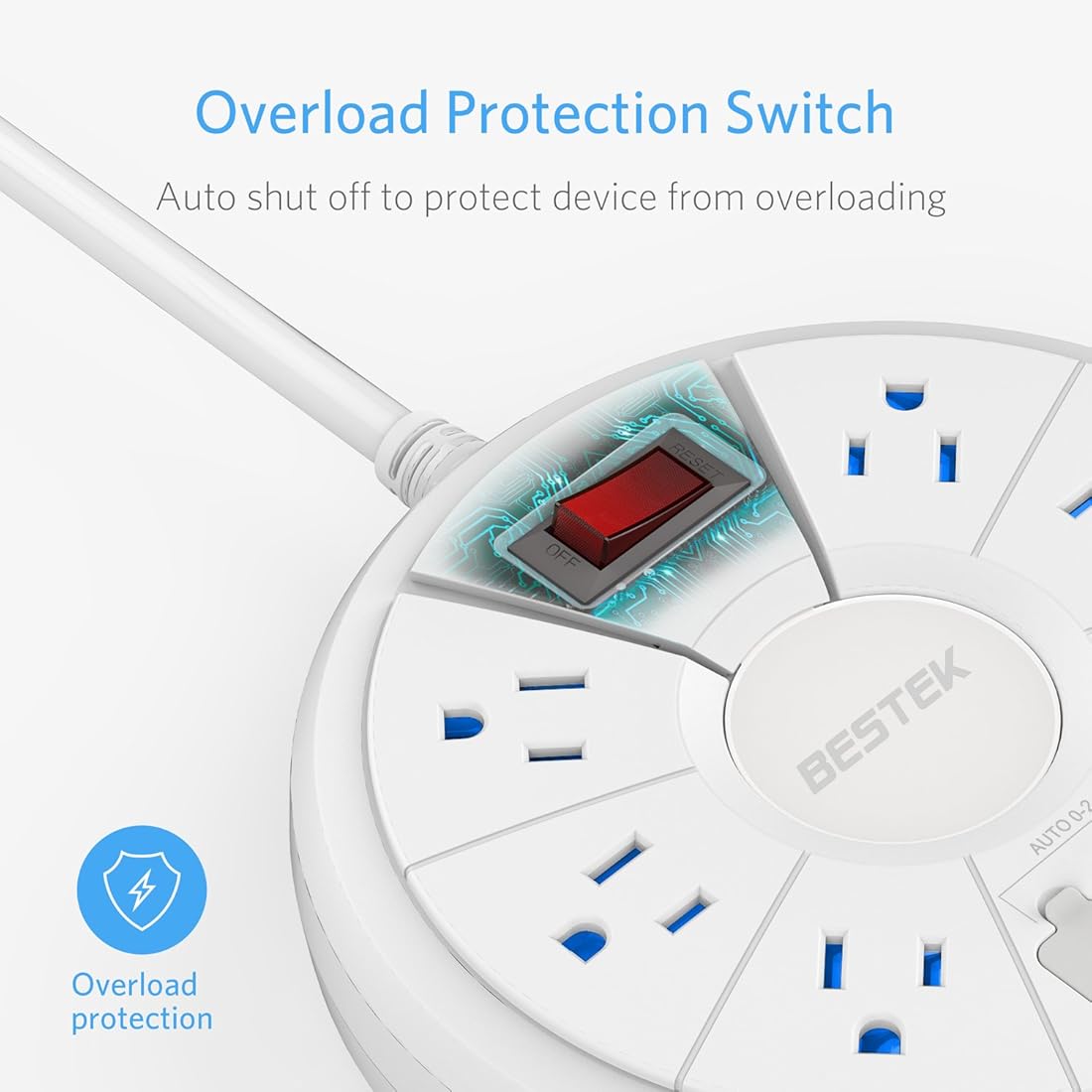 protector contra sobretensiones redondo con 6 salidas