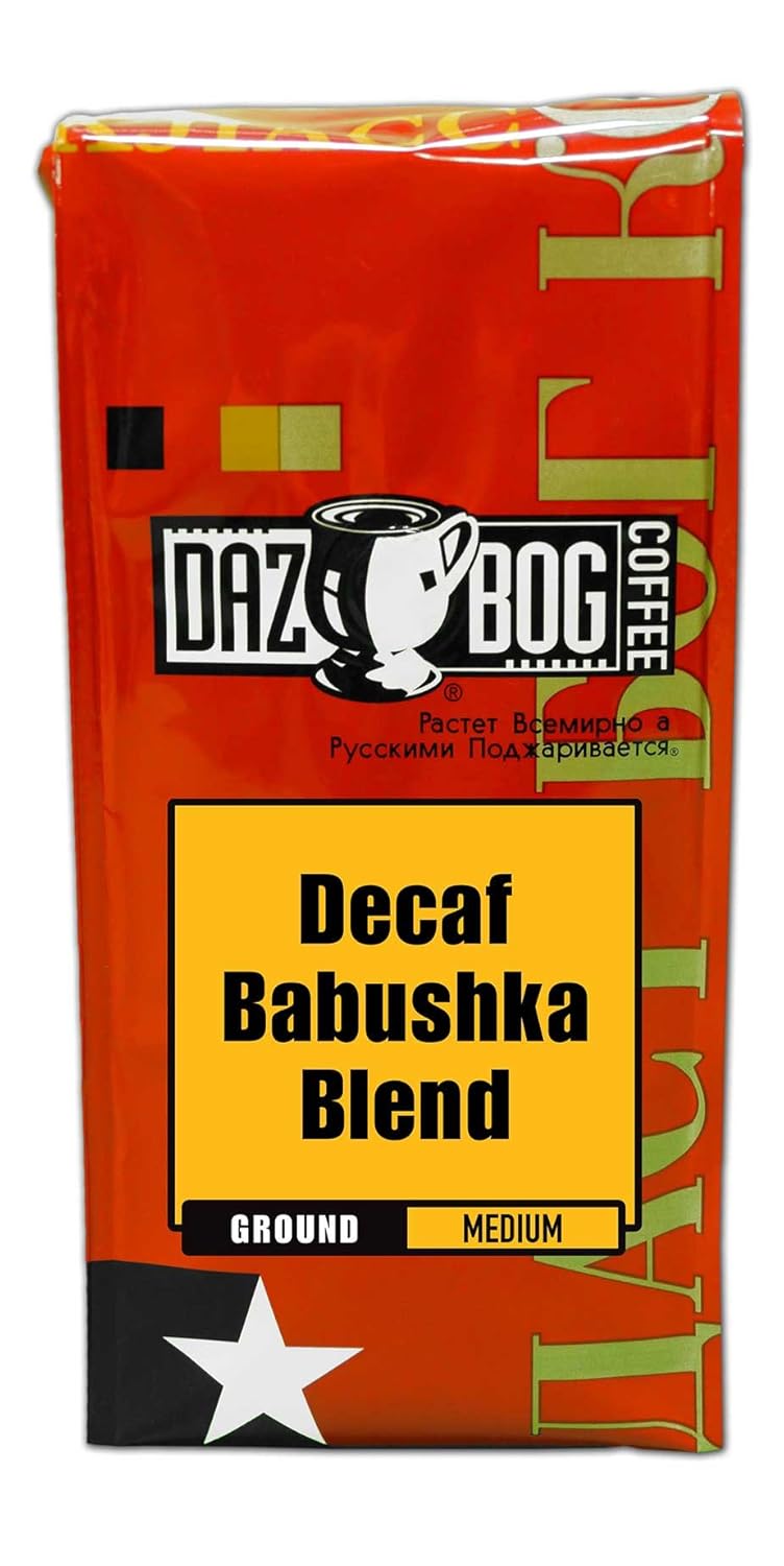 Café Dazbog Decaf Babushka Blend 11 oz. Tostado Medio Suave