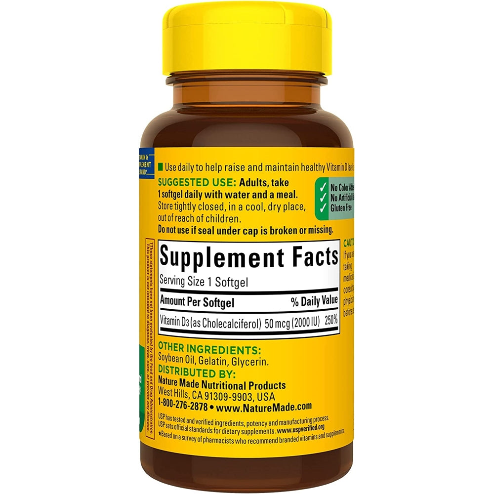 Suplemento Nature Made Vitamina D3 vitamina D 2000 IU