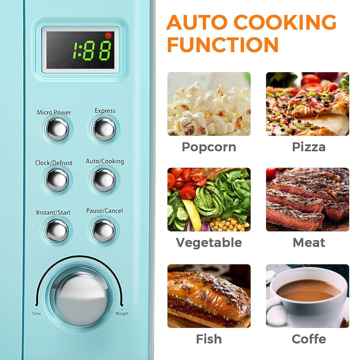 Microondas ARLIME 0.7 Cu.ft 700W, Acero Inox, Retro, Compacto