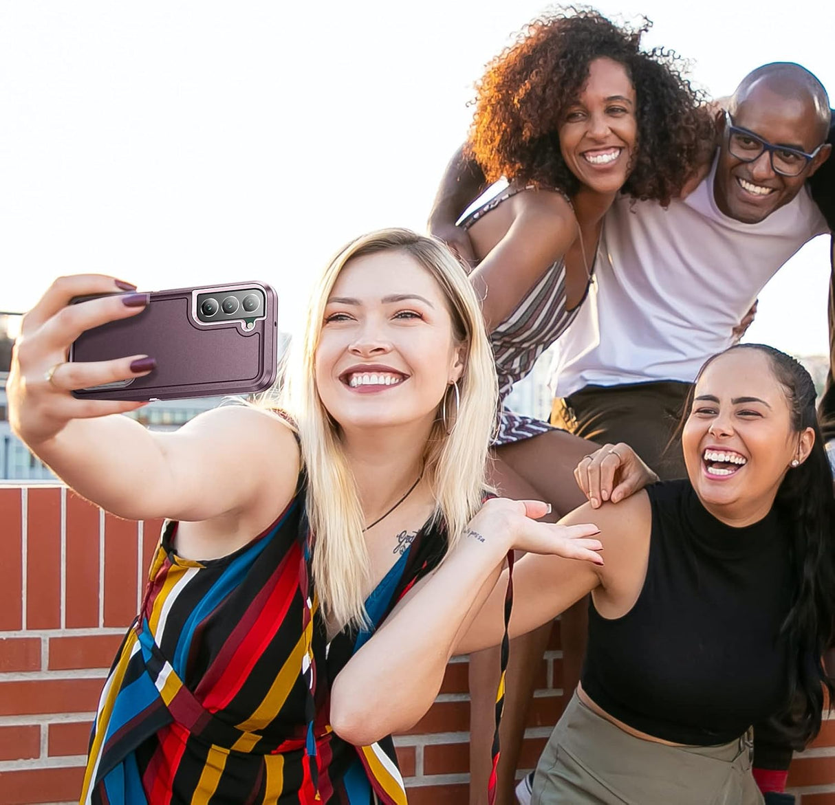 BaHaHoues Funda para Samsung Galaxy S22, Samsung S22 con soporte integrado, a prueba de golpes, polvo, caídas, grado militar, para Galaxy S22 5G de 6.1 pulgadas (morado nocturno/rosa bebé)