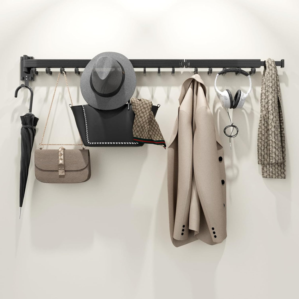 Tendedero de Pared Plegable con Ganchos para Ropa