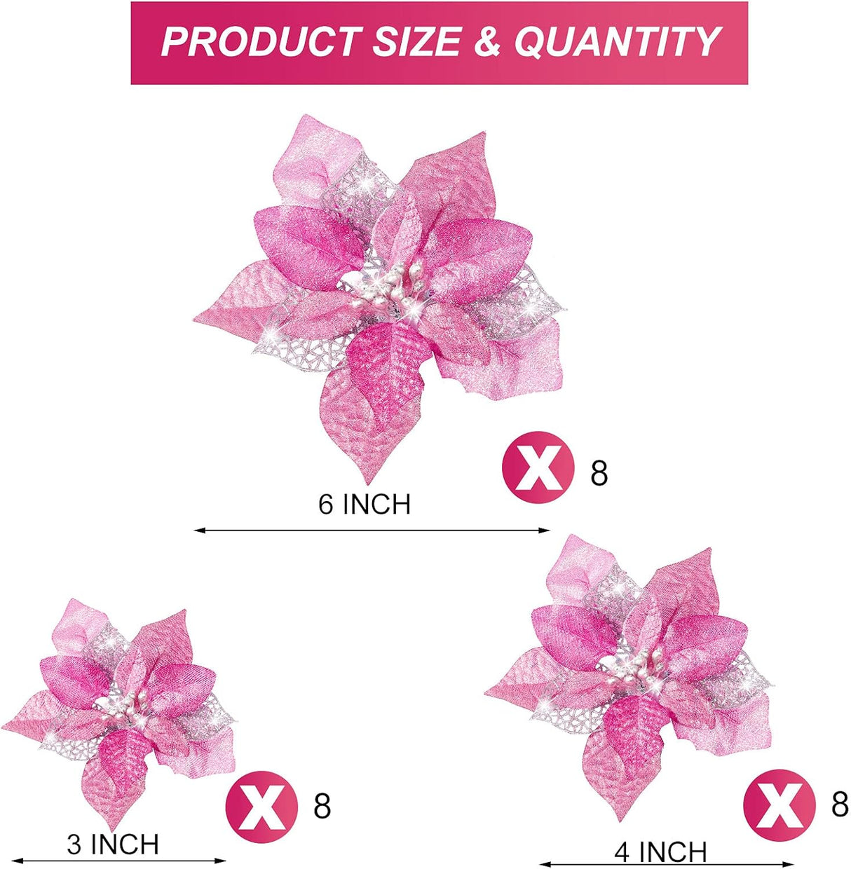 Flores artificiales navideñas WILLBOND 36 Piezas Poinsettia