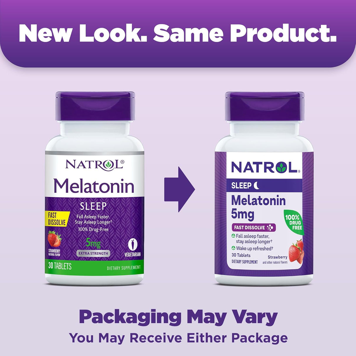 Tabletas de melatonina Natrol, 5mg, 30 conteo, sabor fresa
