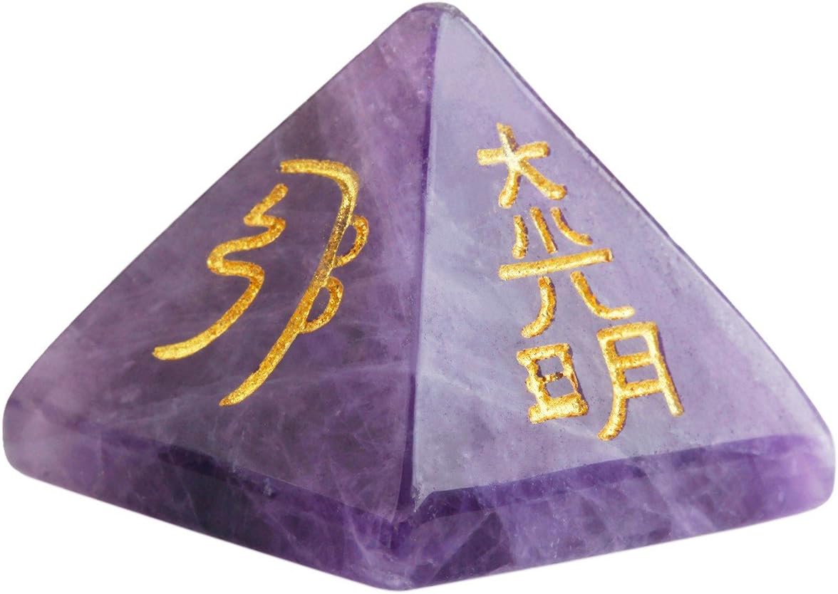 rockcloud, Figura de pirámide de piedra metafísica sanadora, de cristal, cuarzo rosa, y fluorita.