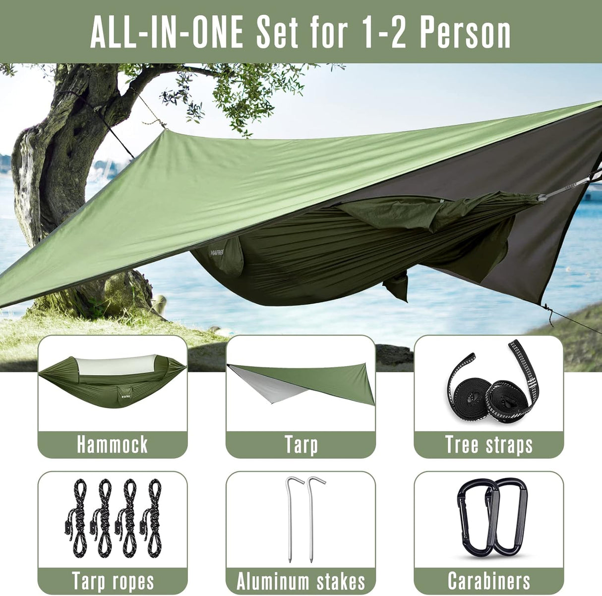 Hamaca Grande G4Free con Mosquitera y Tarp para Camping