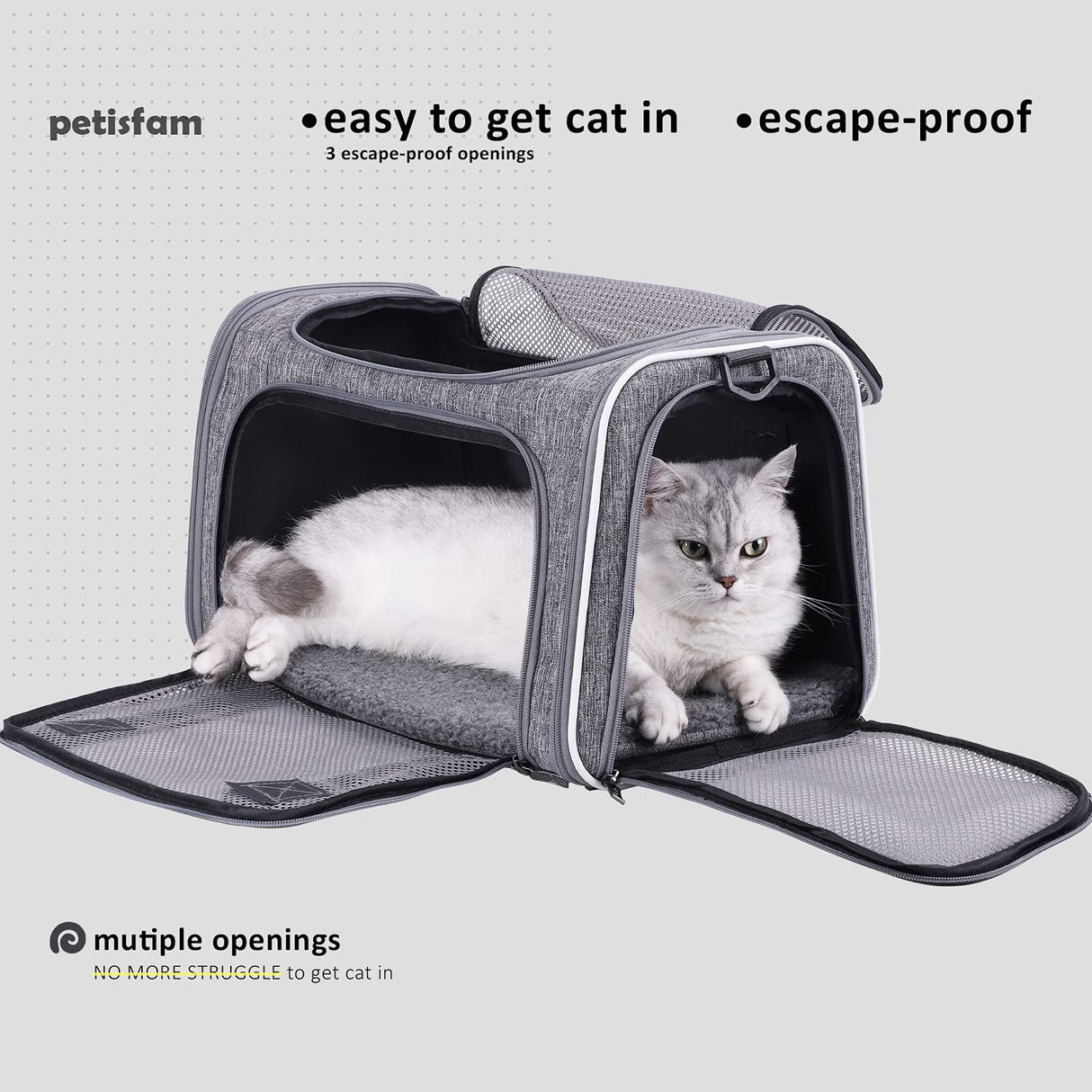 Transportadora para gatos y perros pequeños, petisfam, aprobada.