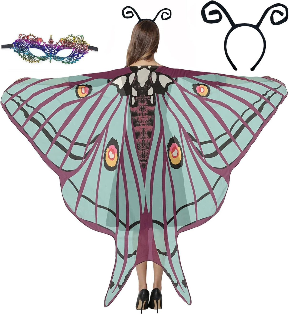 Disfraces de alas de mariposa para mujer talla única azul