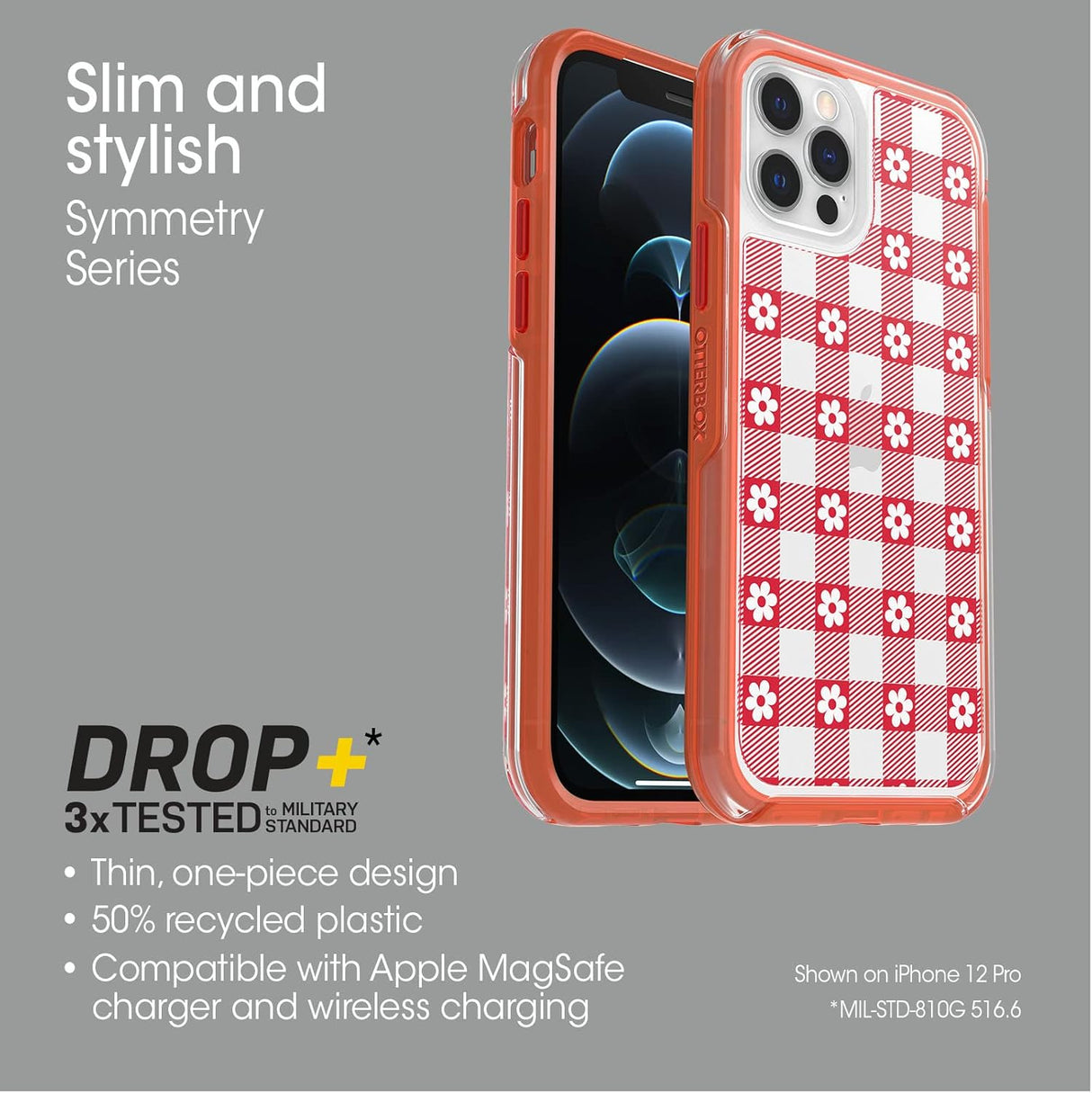 OtterBox Symmetry Clear Series - Funda para iPhone 12 y iPhone 12 Pro Max, picnic Daisy