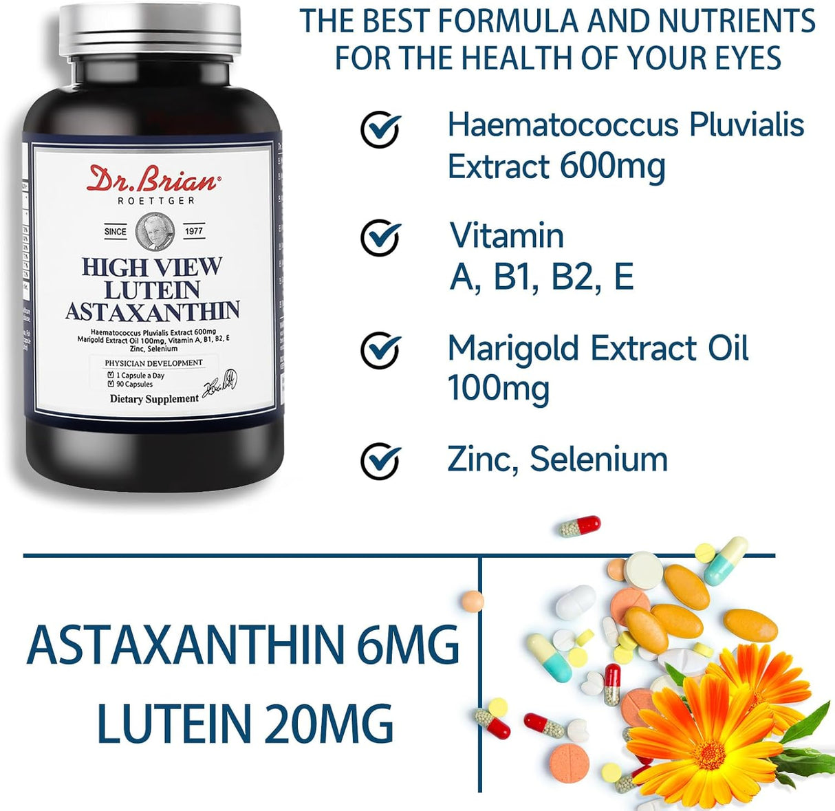Vitamina ocular Luteína Astaxantina Cápsula para los ojos