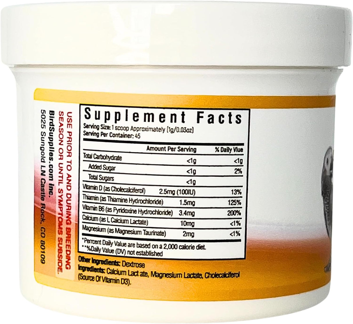 Para aves Suplemento de Calcio para Aves - Salud Aviar, 1.59 oz.