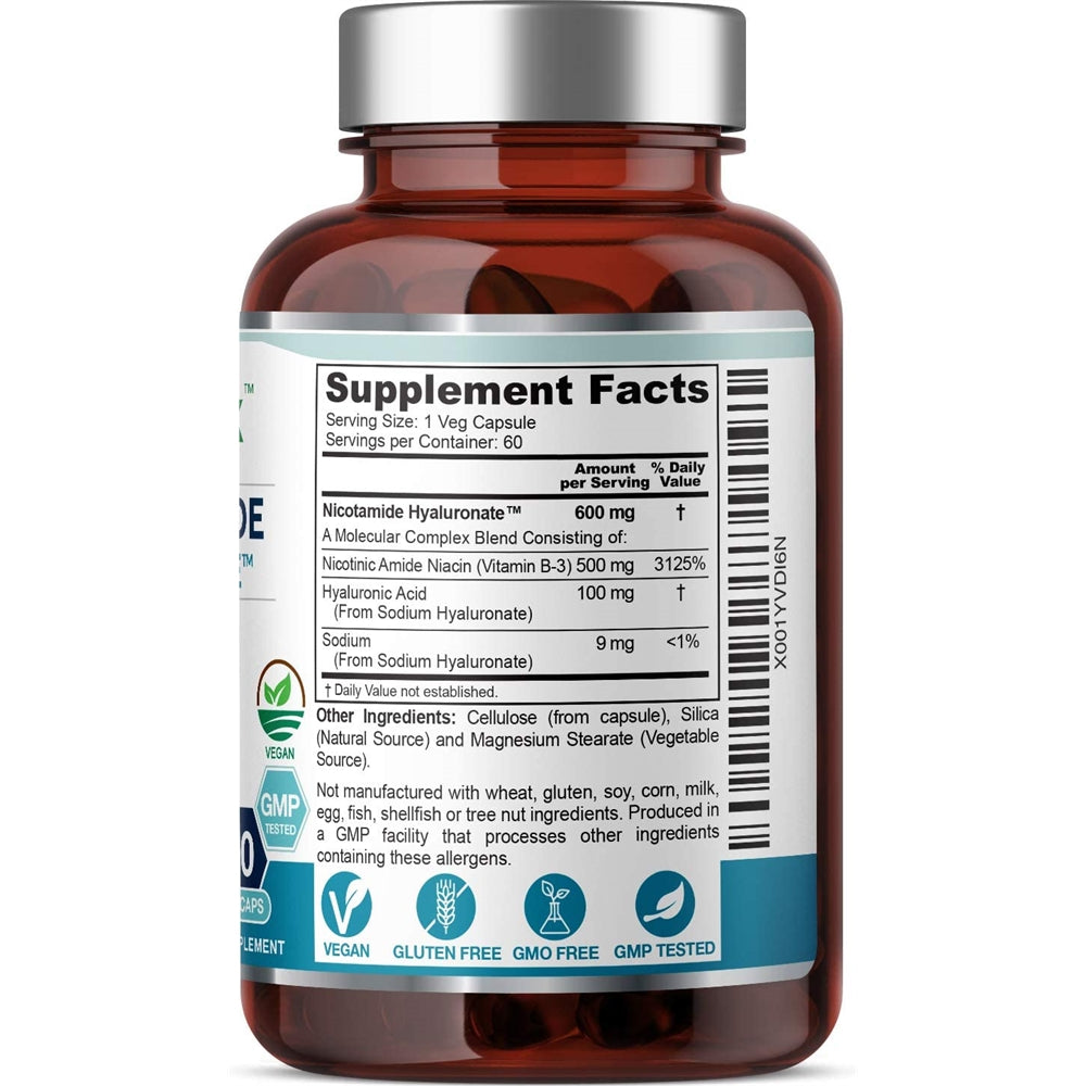 Suplementos B-3 Nicotinamide Hyaluronate 600 mg 60 caps