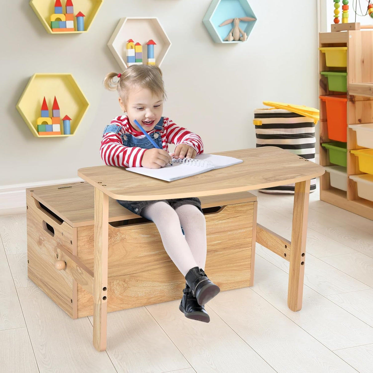 Banco y juego de mesa y silla de juguetes convertible