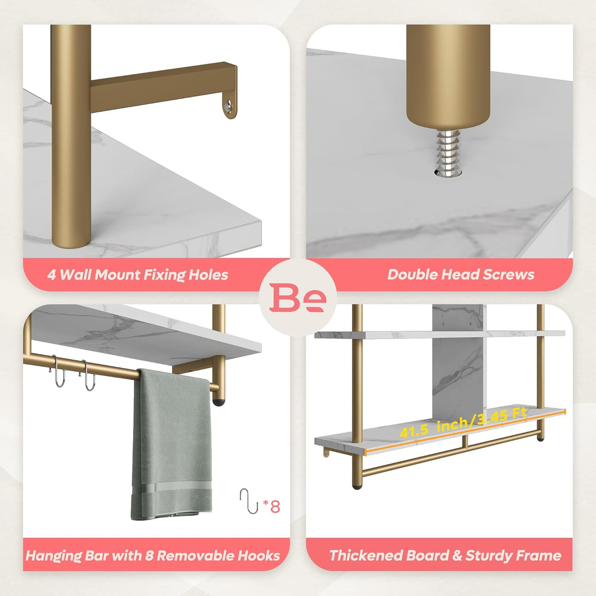 Estanterías de cocina Bestier, flotantes, 3 niveles, modelo 41.5