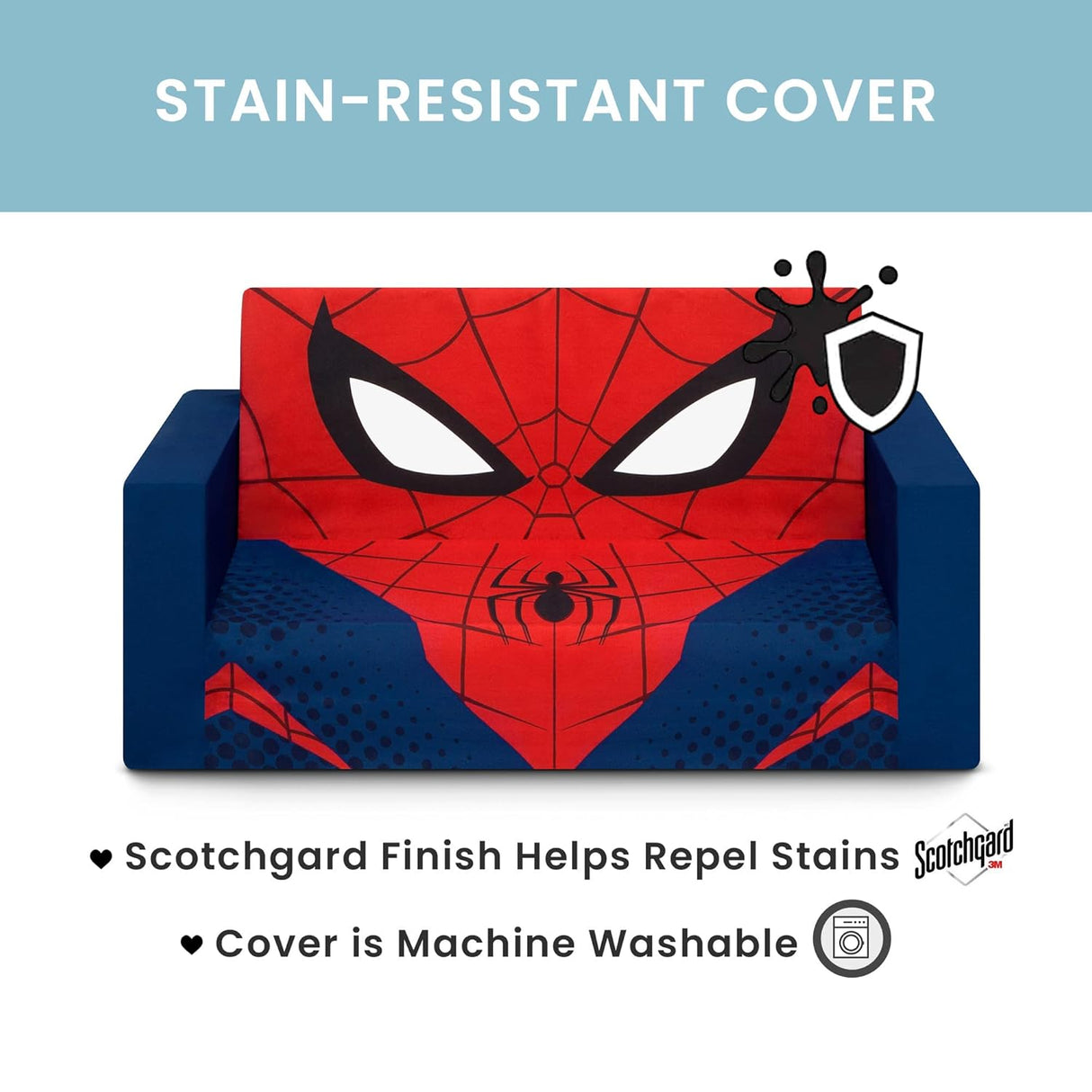 Silla transformable en cama para niños, diseño de Spider-Man