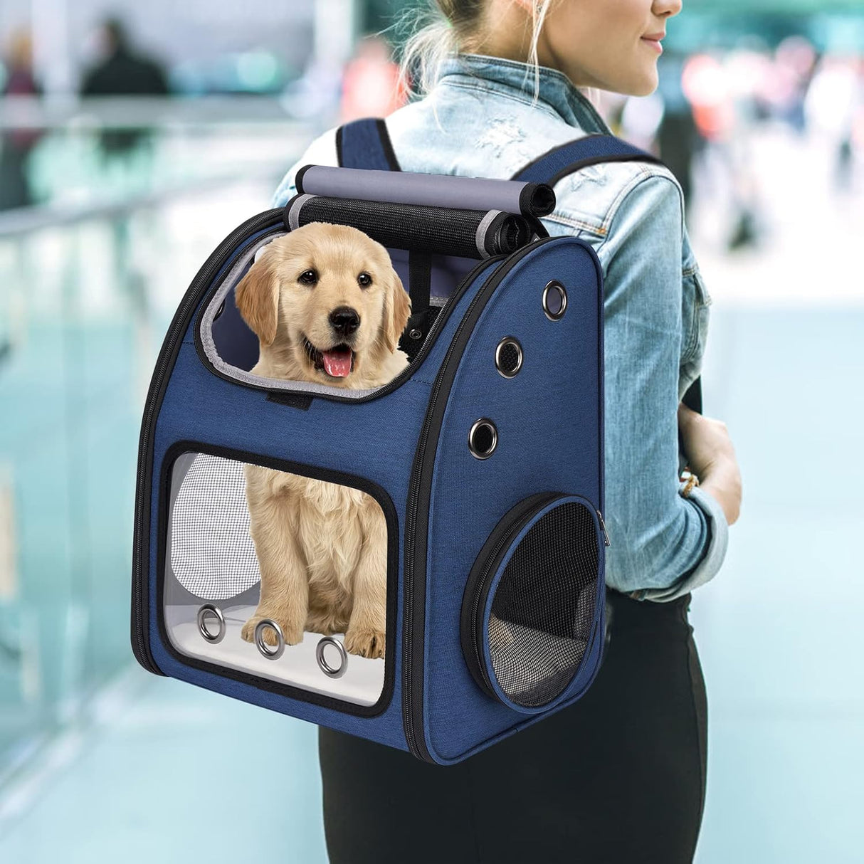 Mochila expandible para mascotas para gatos portátil