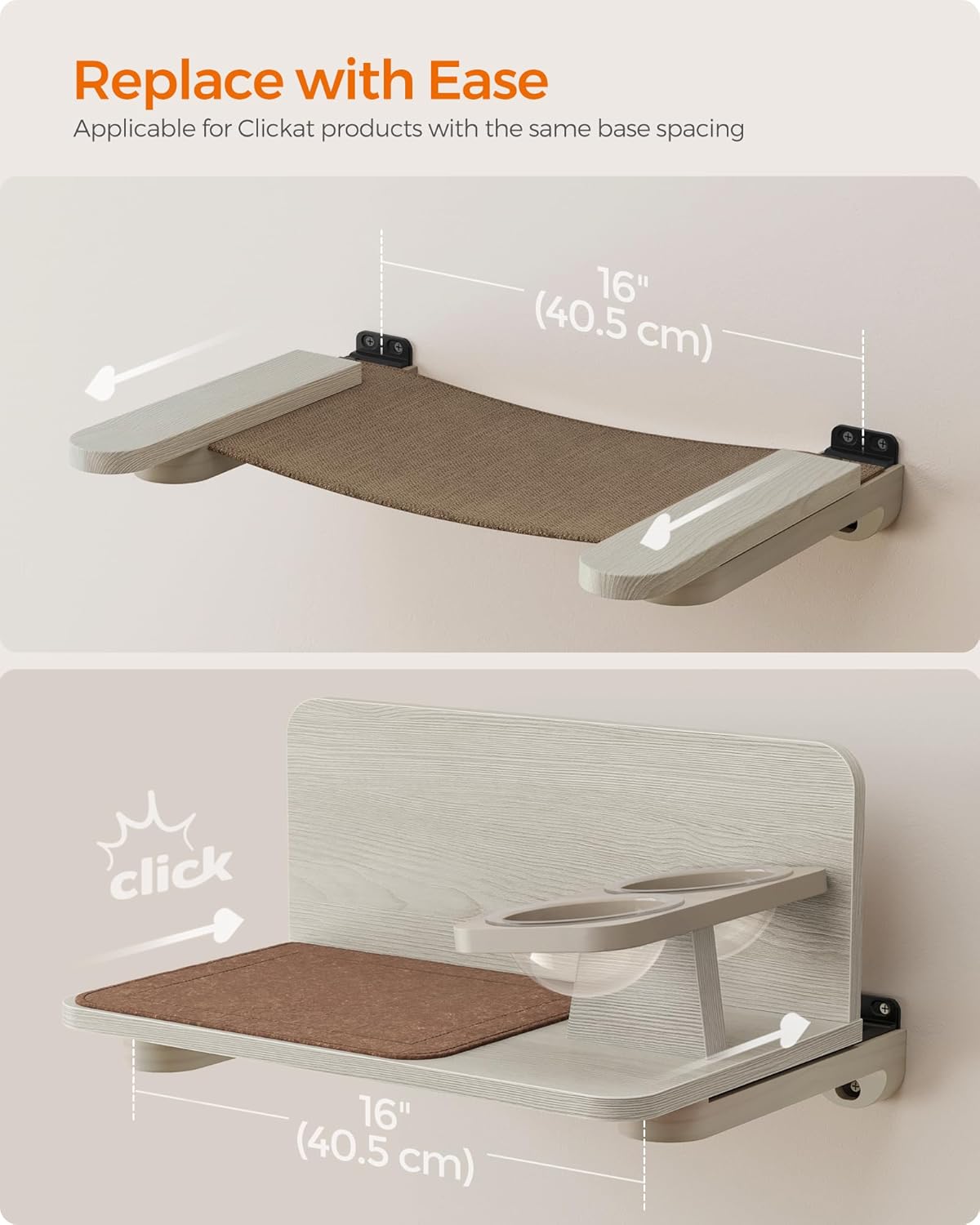 Hamaca para gatos Feandrea, montada en pared, modelo No.001