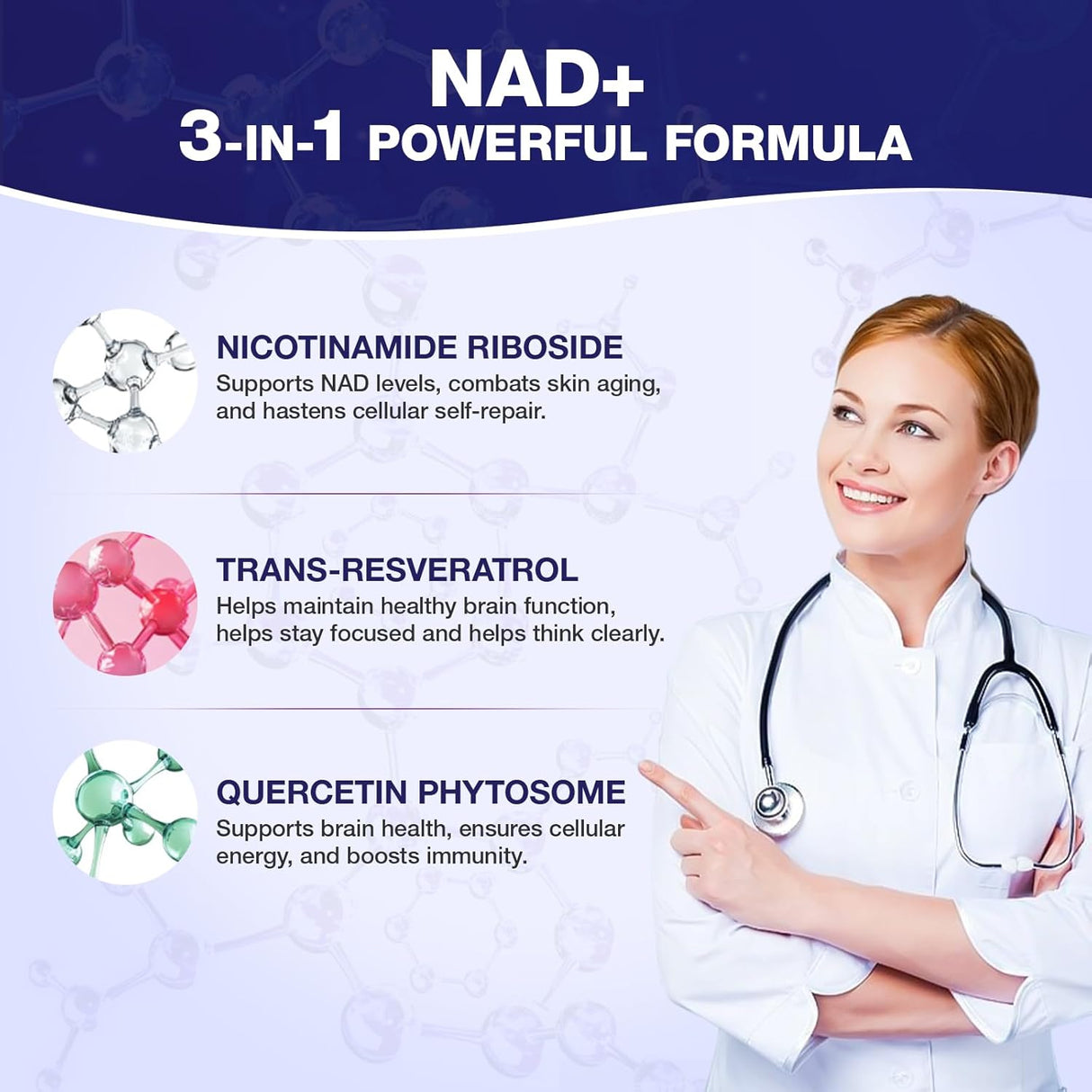 Suplemento NAD+ - Nicotinamida Ribosida, Resveratrol, NR
