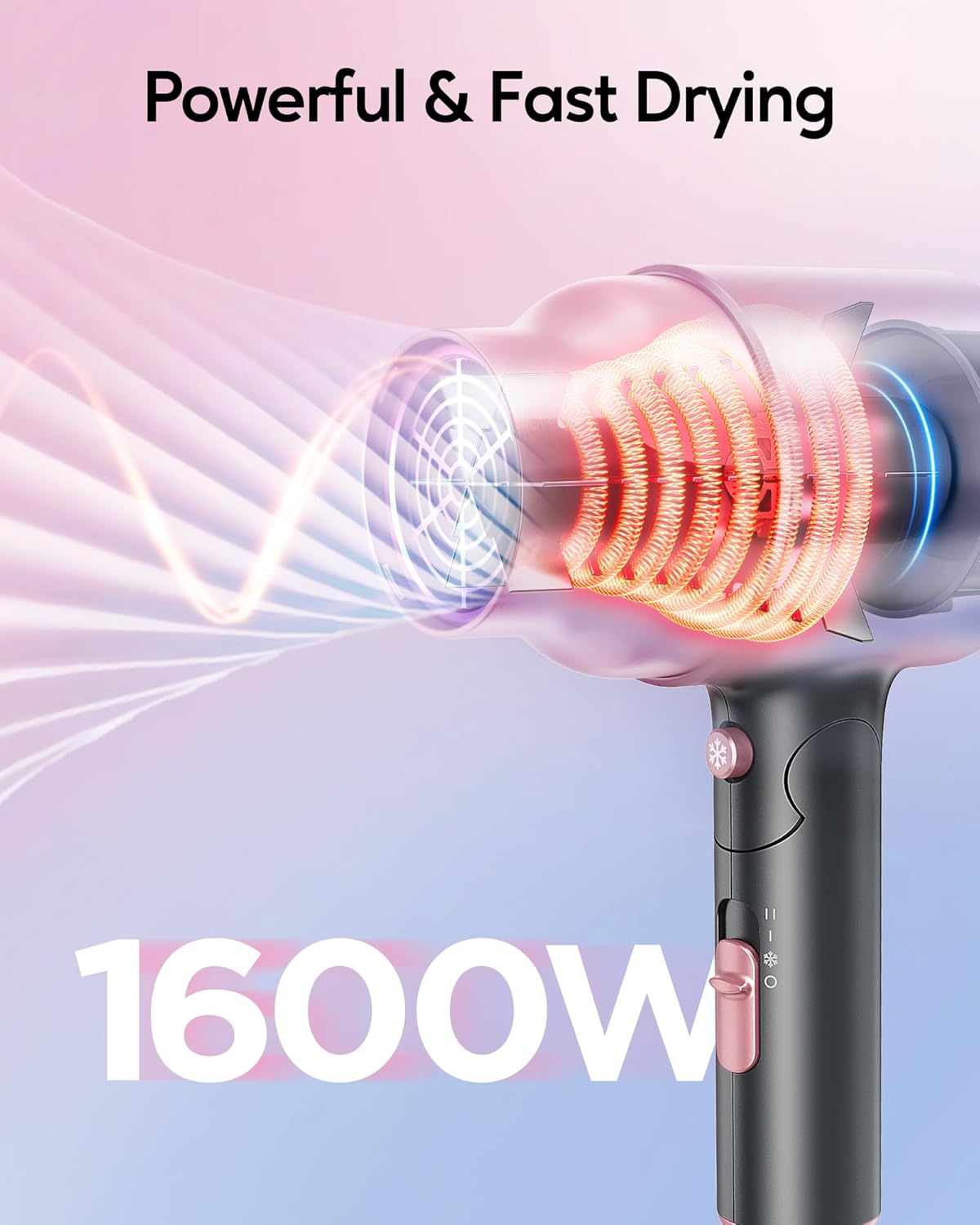 Secador de pelo portátil con difusor mini de pelo plegable