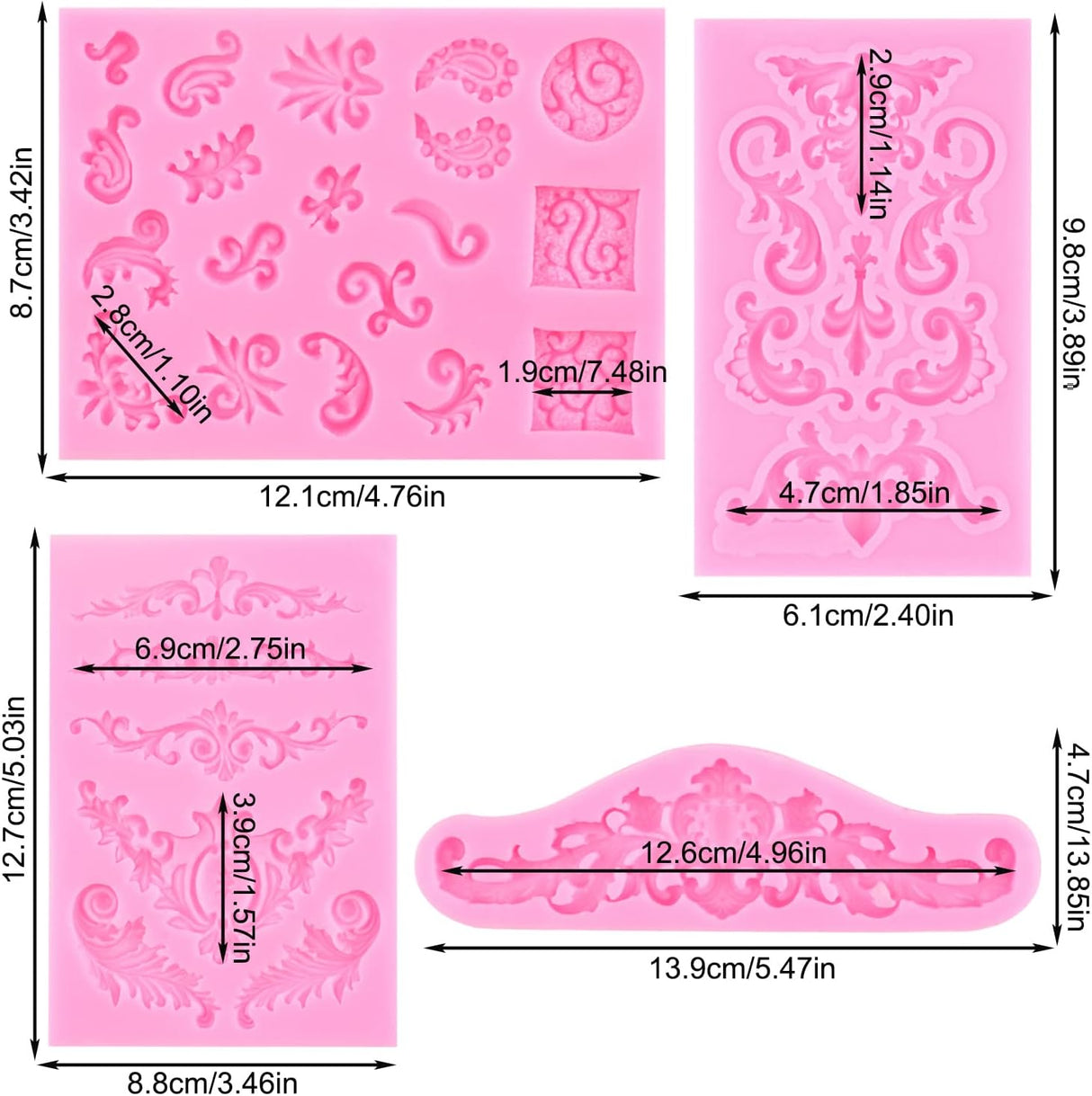MYPRACS Moldes de silicona de estilo barroco