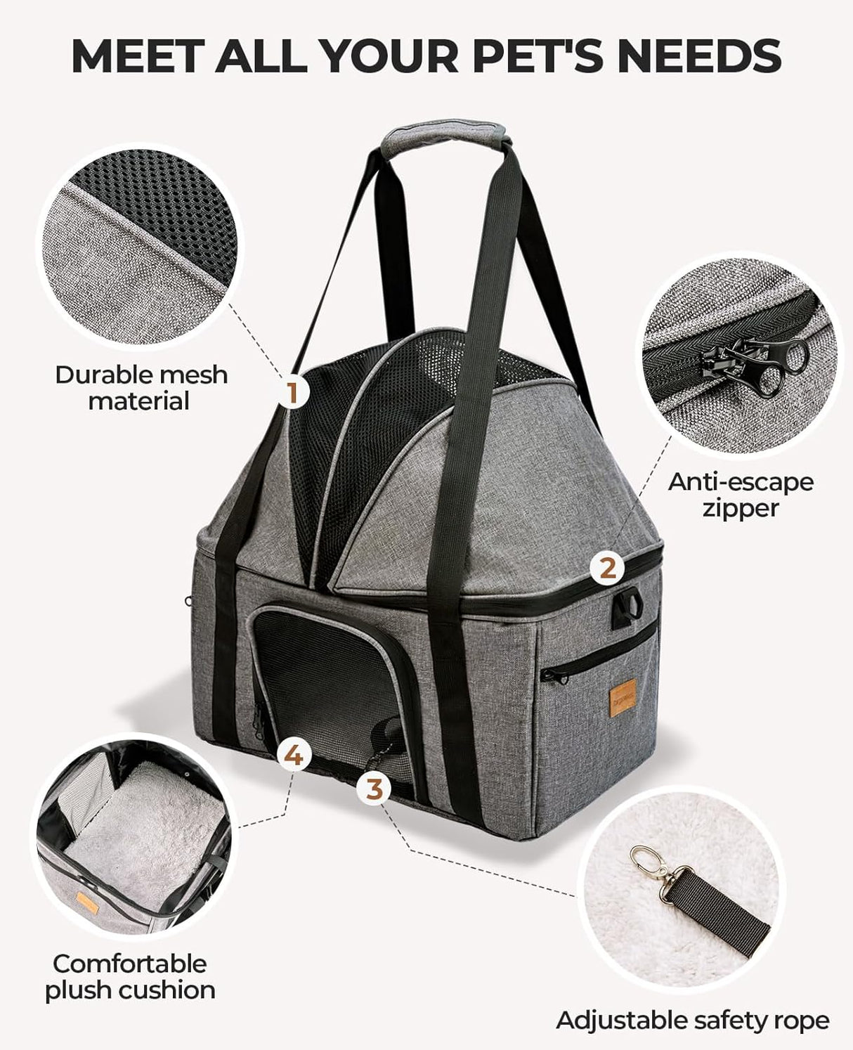 Transportín para Gato Grande BurgeonNest, Suave y Plegable