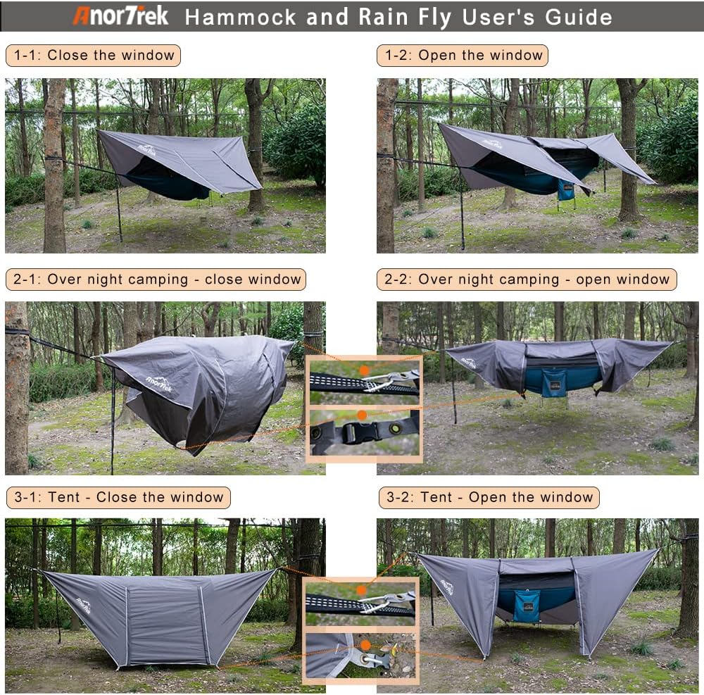 Hamaca doble con mosquitero y lona impermeable, portátil.