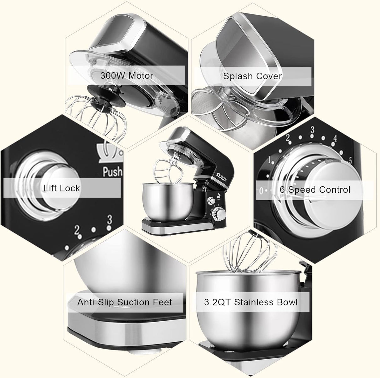 Batidora de Cocina en Caja, Kitchen in the Box, 3.2Qt, 6 Velocidades