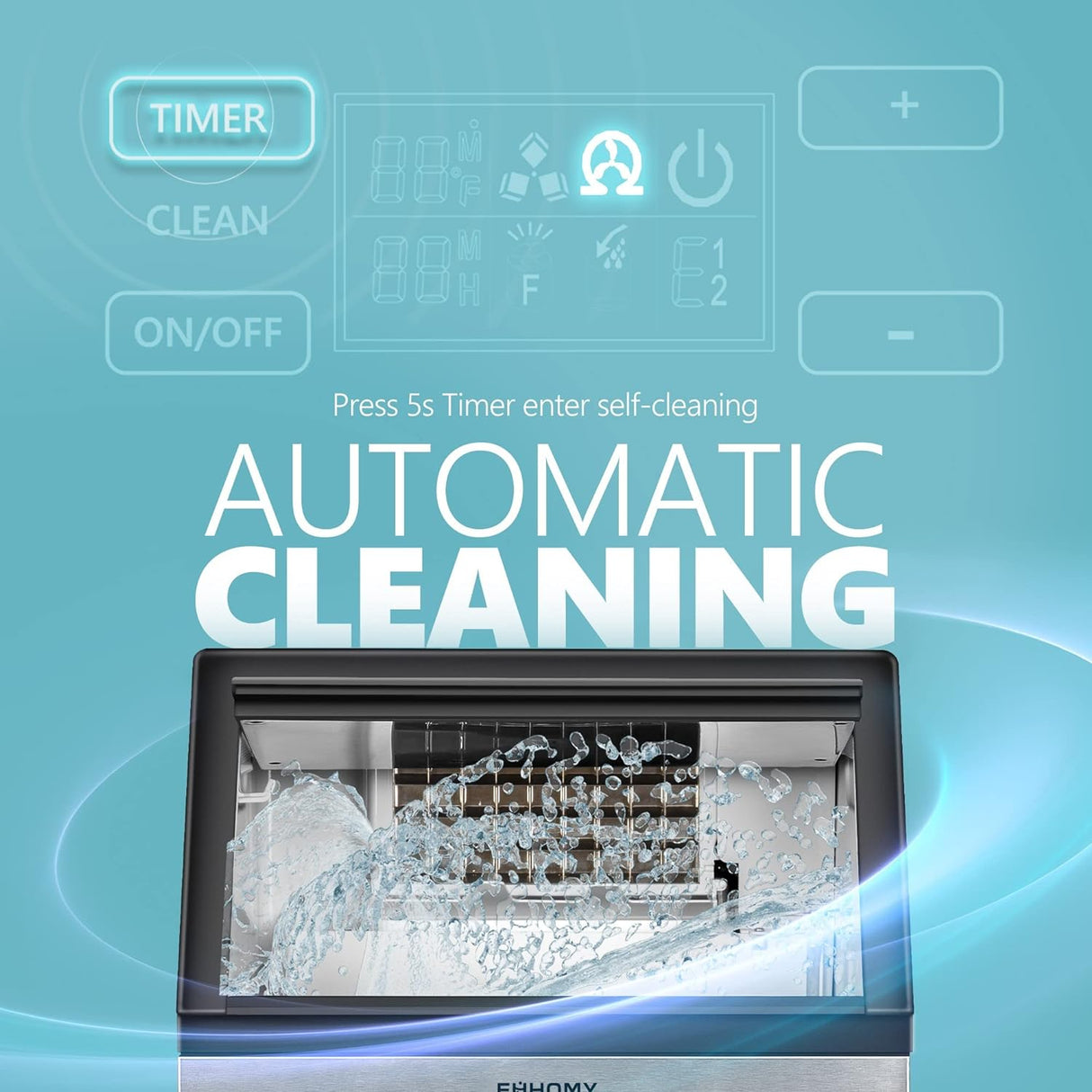 Máquina de Hielo Comercial Independiente de Acero Inoxidable