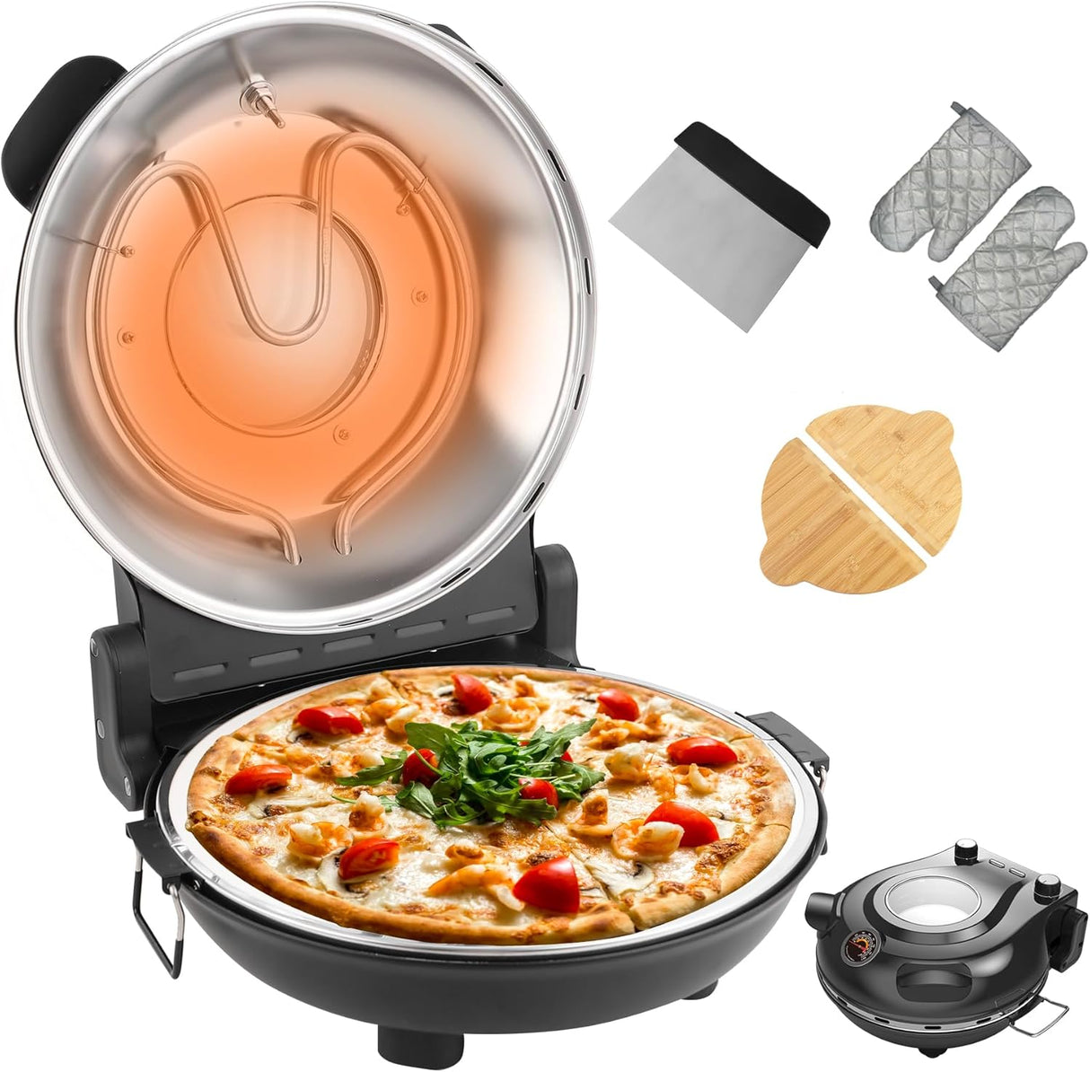 Horno de Pizza Eléctrico 12, 1200W, Upgrade Pizza Oven