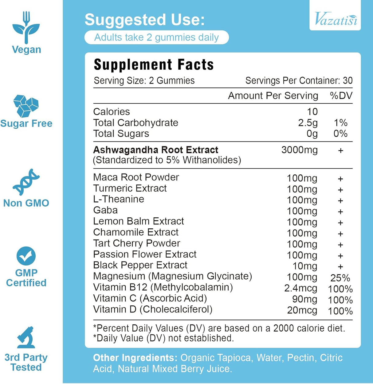 Gomitas de Ashwagandha 3000 mg, apoyo inmune, 120 piezas