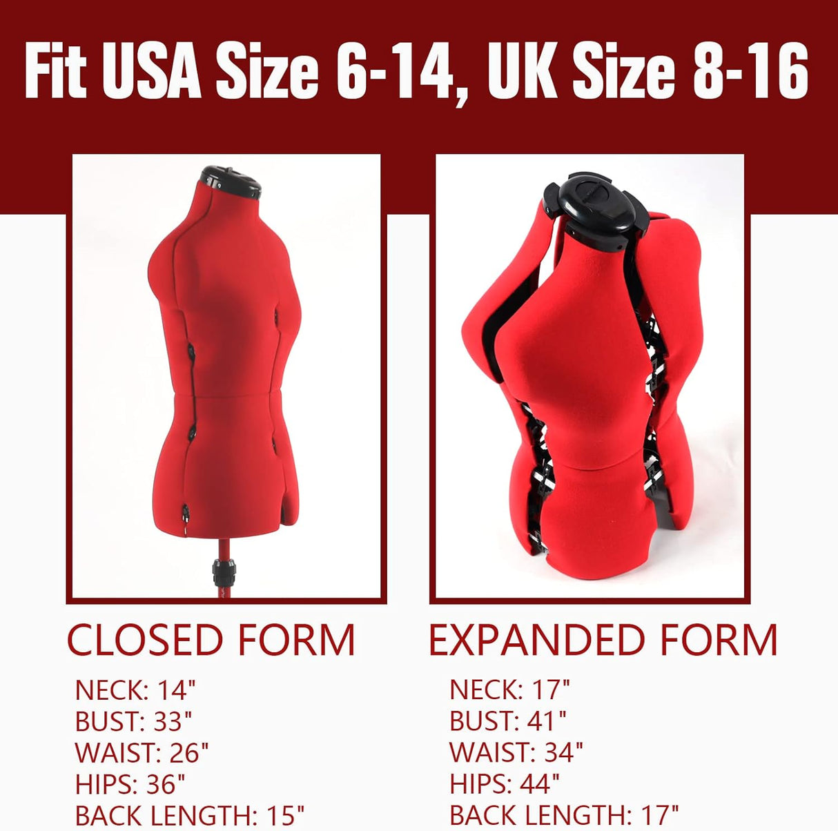 Maniquí Ajustable para Costura, 13 Diales, Base Rodante, S-M