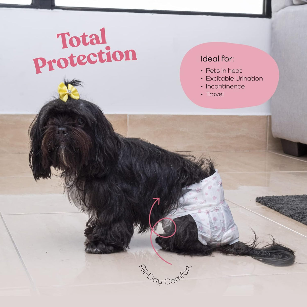 Pañales cómodos para perras, paquete de 30 pañales prueba de fugas para perros en celo