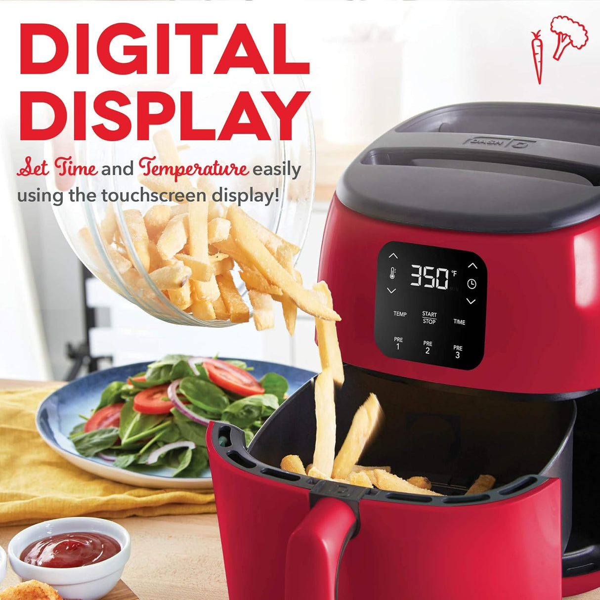 Freidora de Aire DASH Tasti-Crisp™, 2.6 Qt, 1000W, Digital