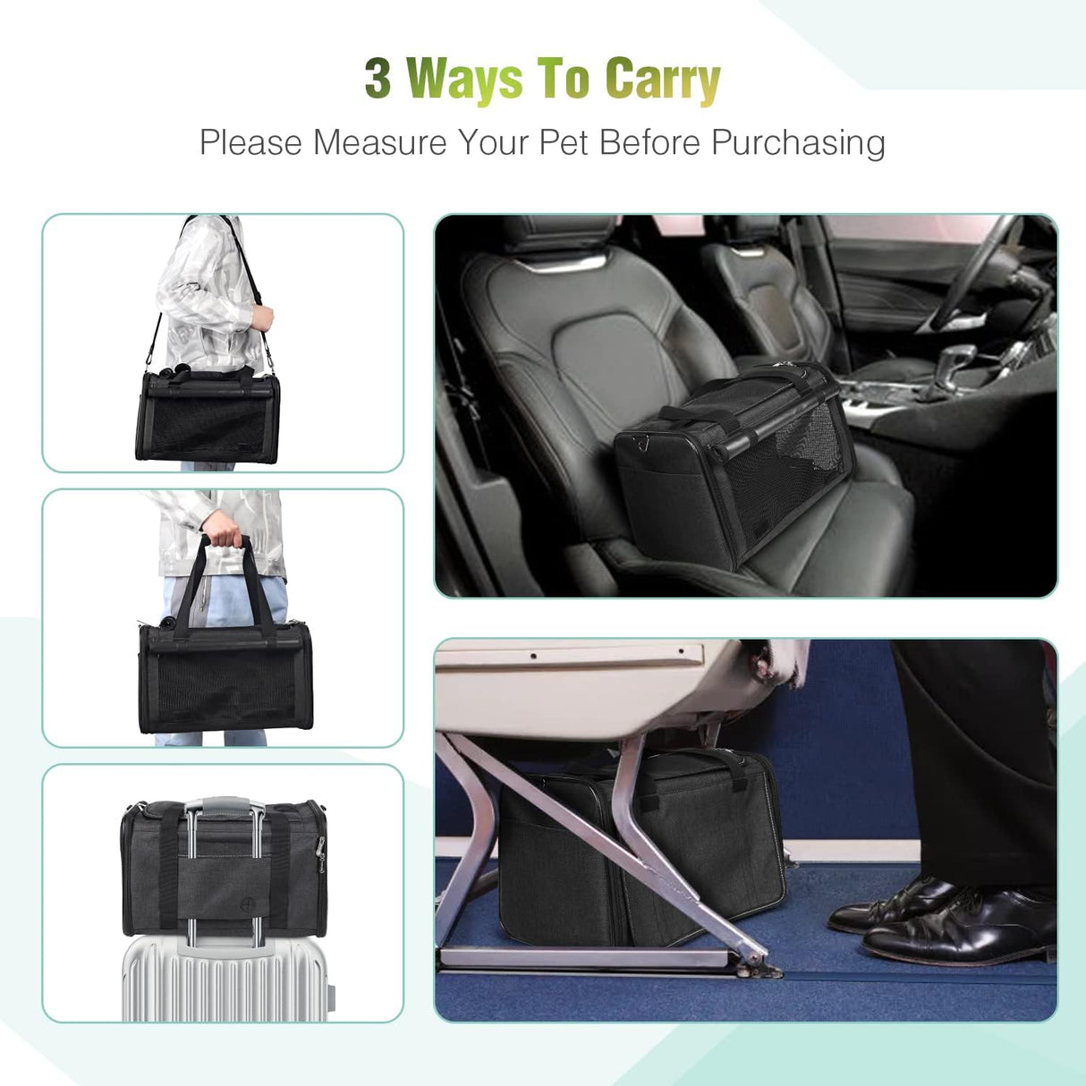 Transportín para Mascotas YUDODO 25 lbs Aprobado Aerolínea Grande