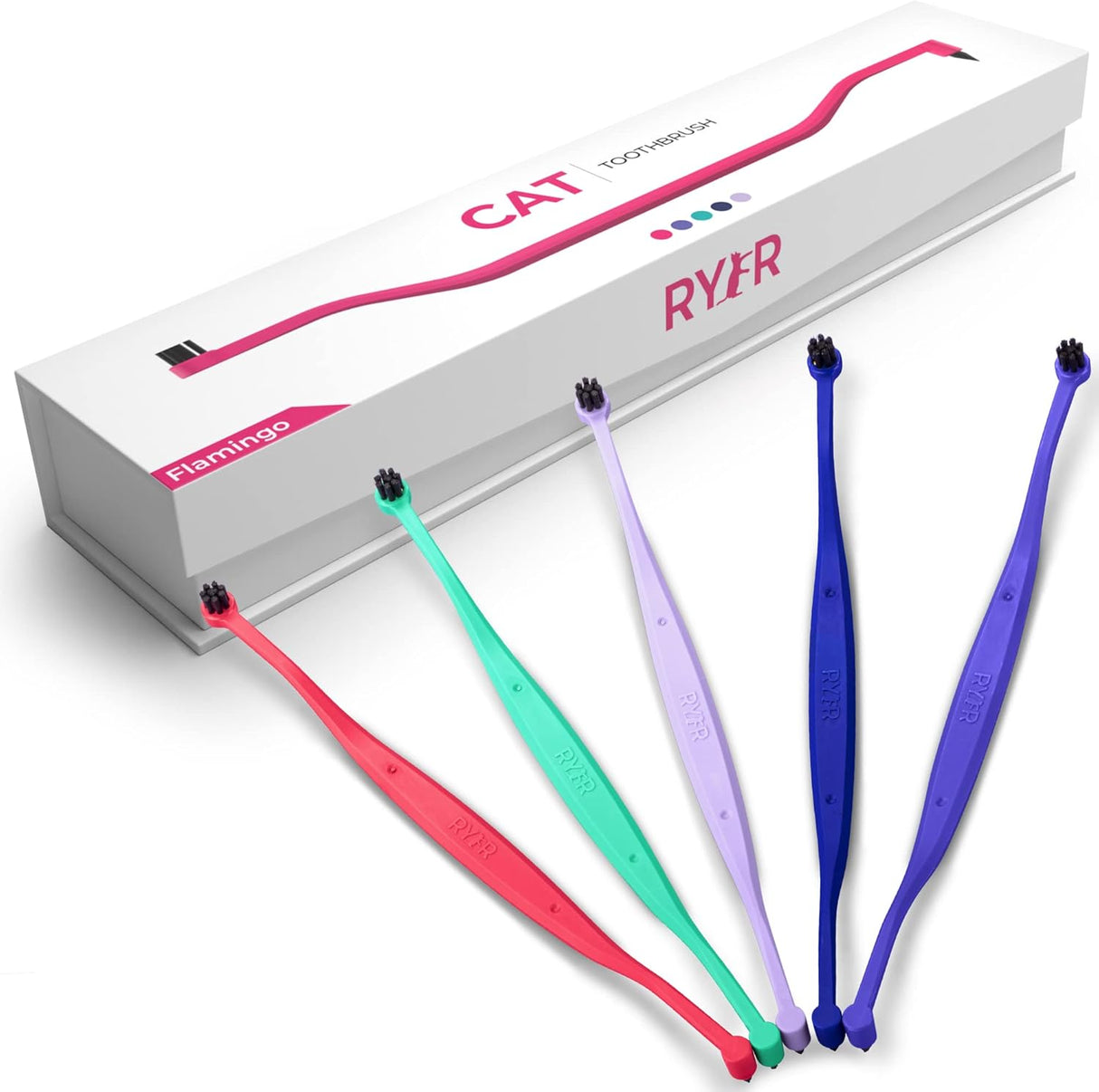 Cepillo de dientes para gatos de doble cara rosa flamenco