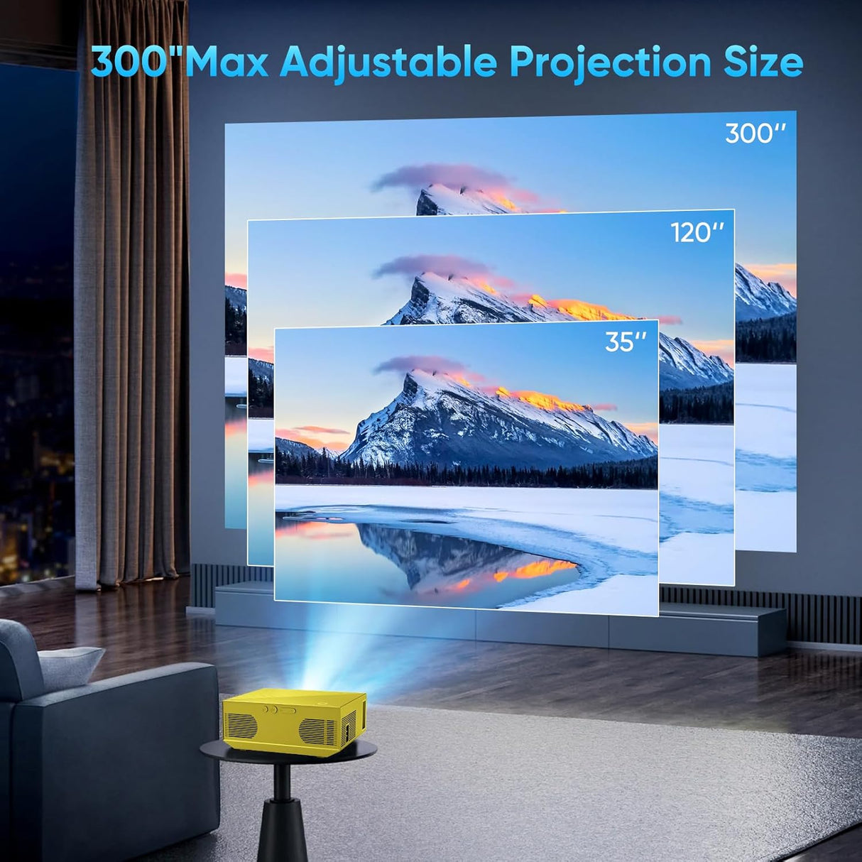 Proyector Mini 16000 Lumens Full HD, Wifi y Bluetooth, Portátil