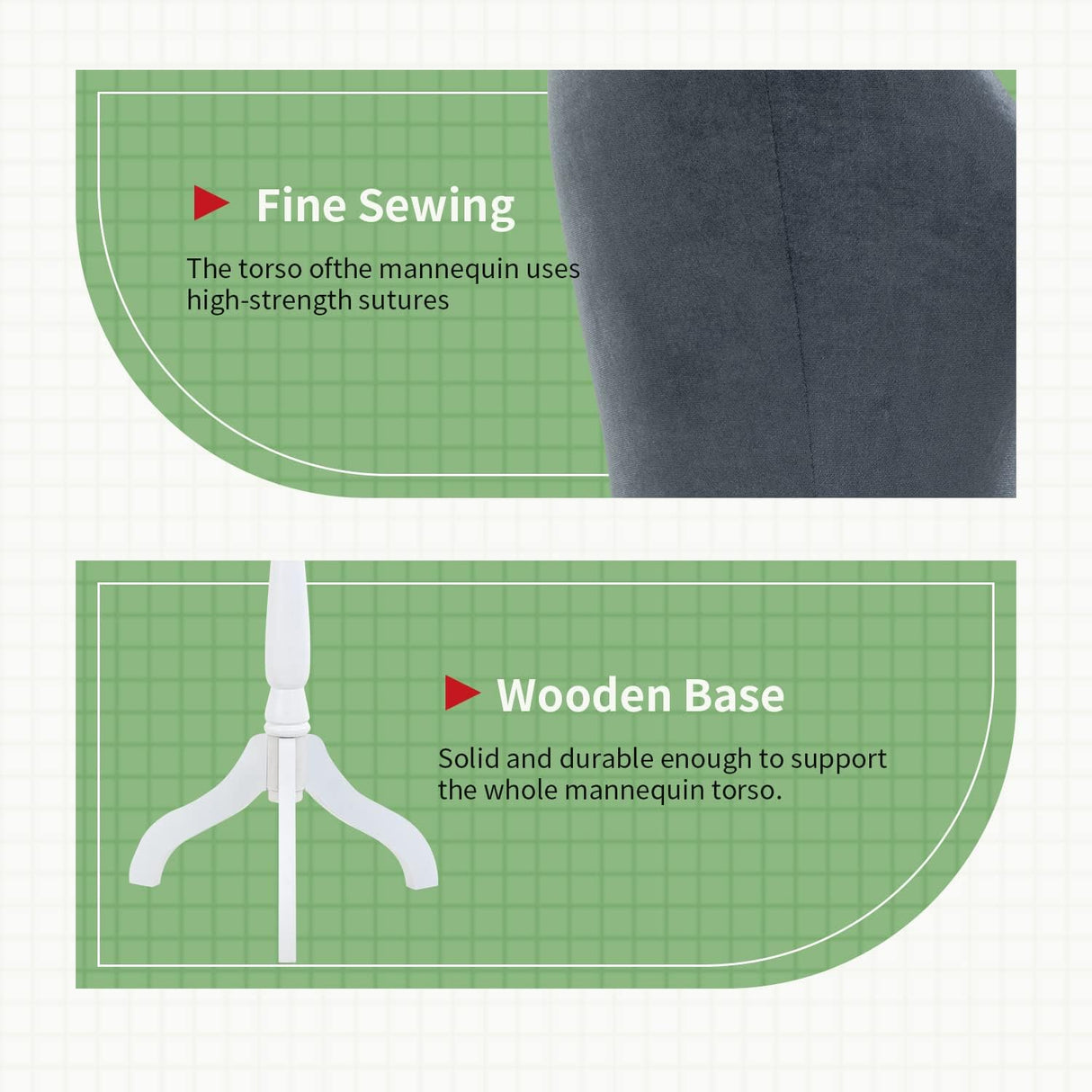 Maniquí cuerpo mujer con trípode, altura ajustable, 49.6-63.4