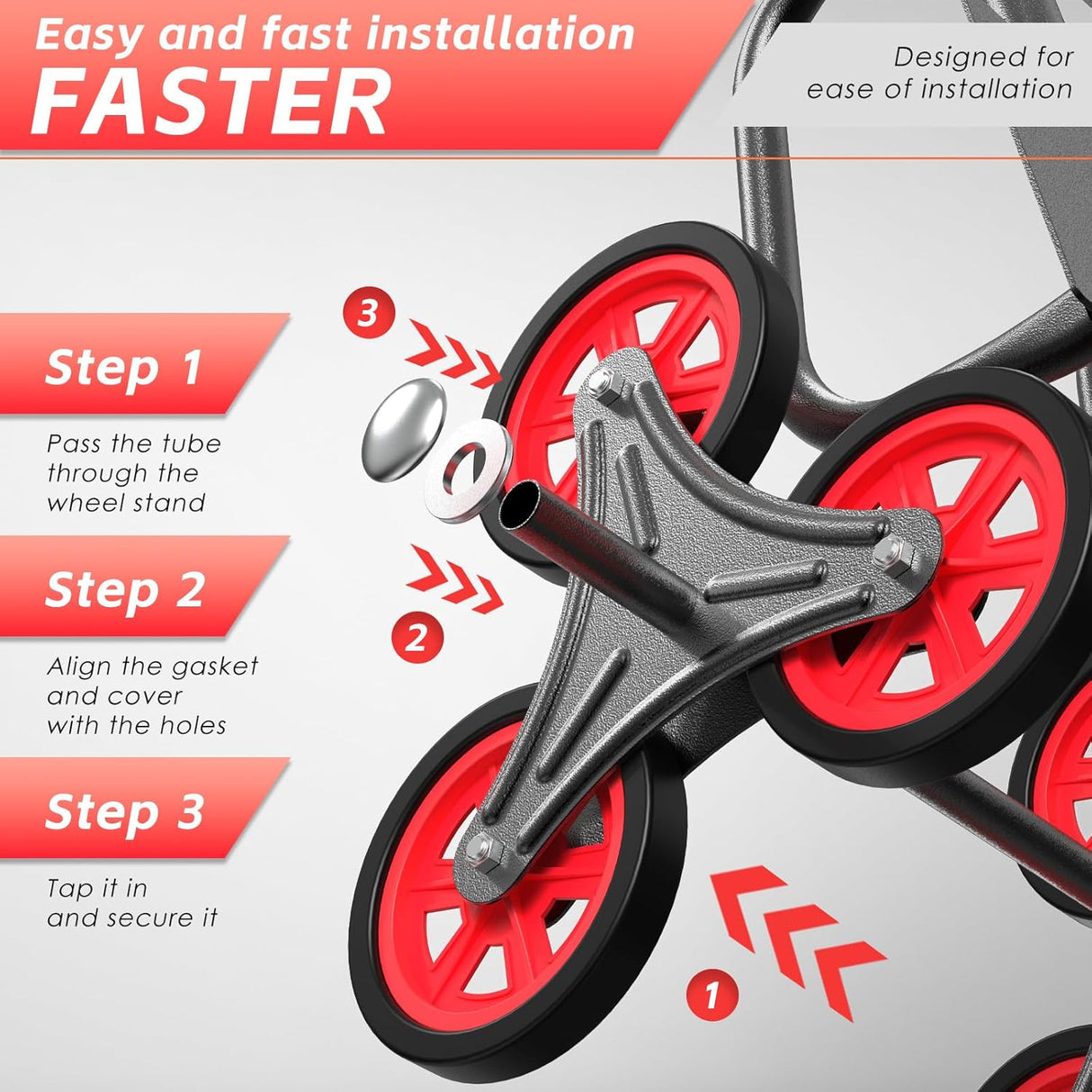 Carretilla de Escalera 440lb, Carro Plegable, 6 Ruedas, Modelo X