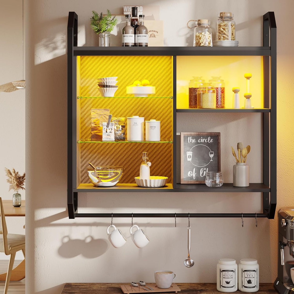 Estantería Flotante LED Bestier, 34 con 6 Ganchos S-Hook