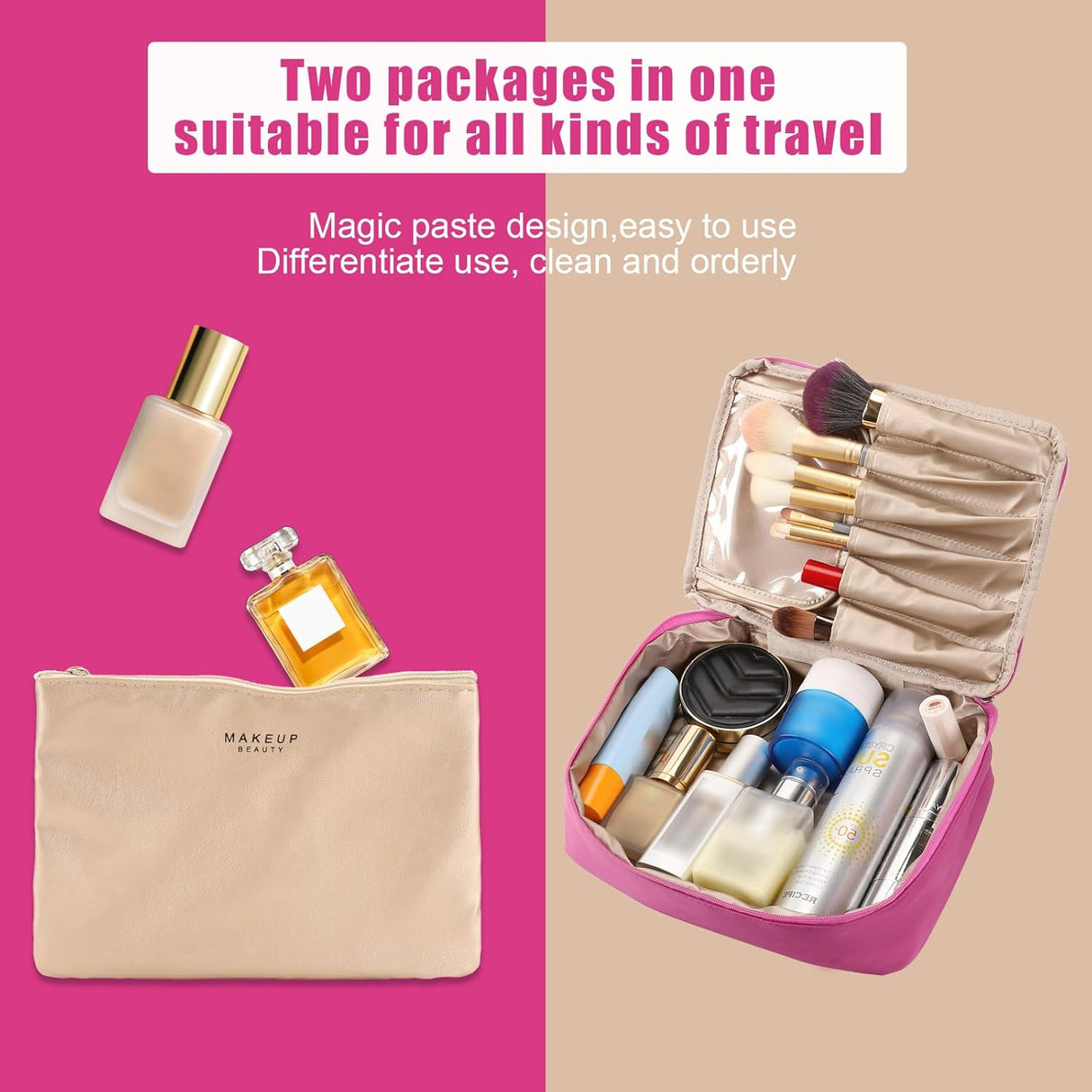 porta cosmeticos color fucsia Queboom